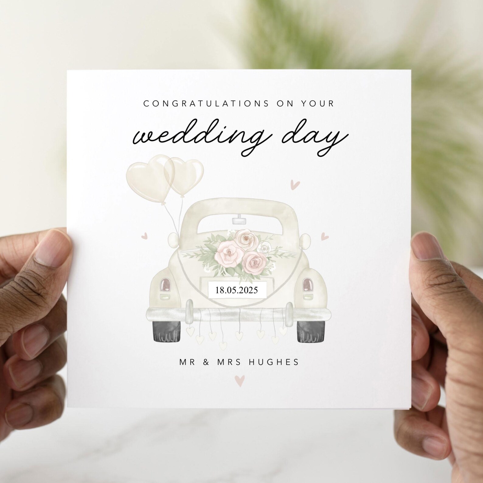 Personalised Wedding Day Card - Wedding Car