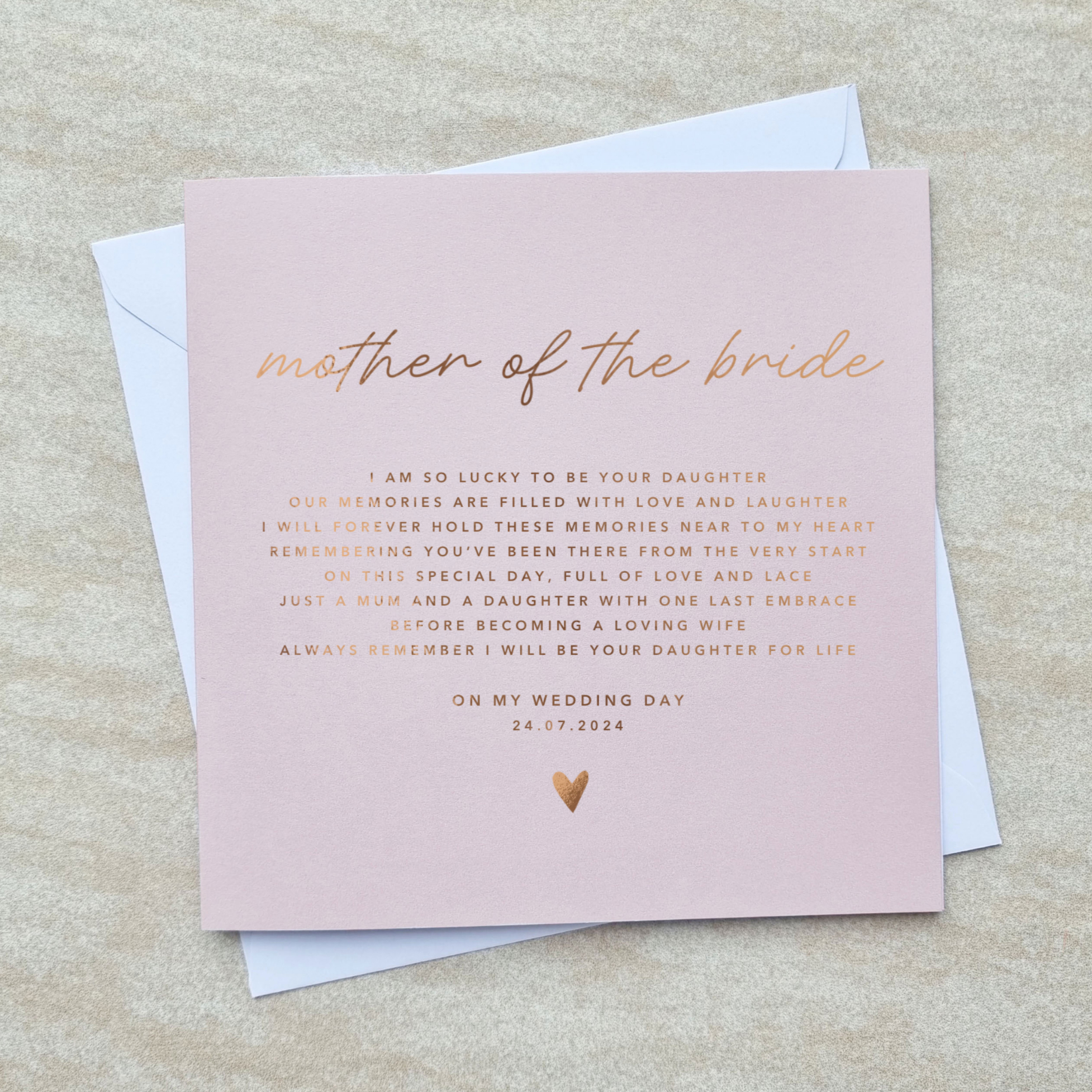 Mother Of The Bride Wedding Card - Rose Gold Foil