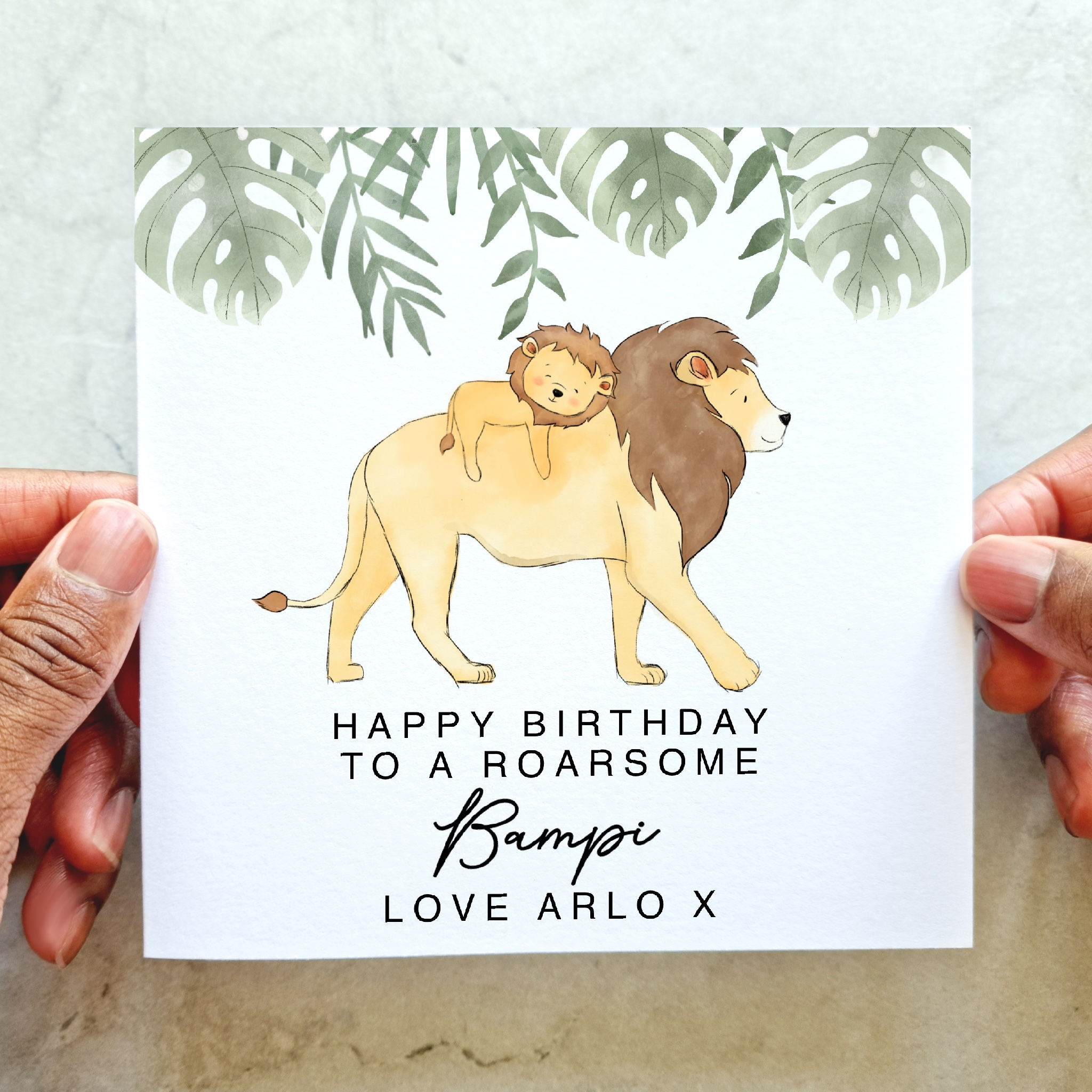 Personalised Bampi Birthday Card - Lion