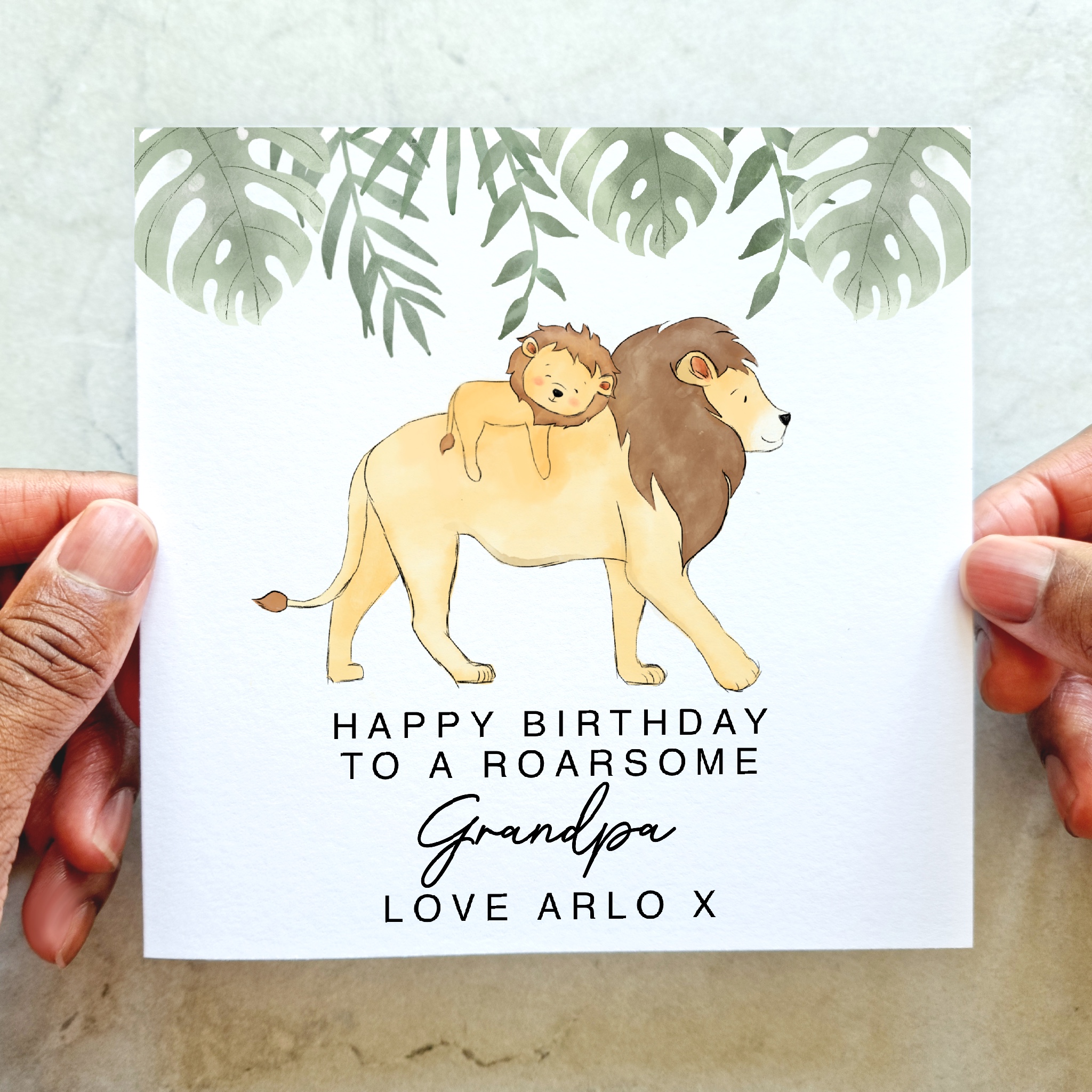 Personalised Grandpa Birthday Card - Lion