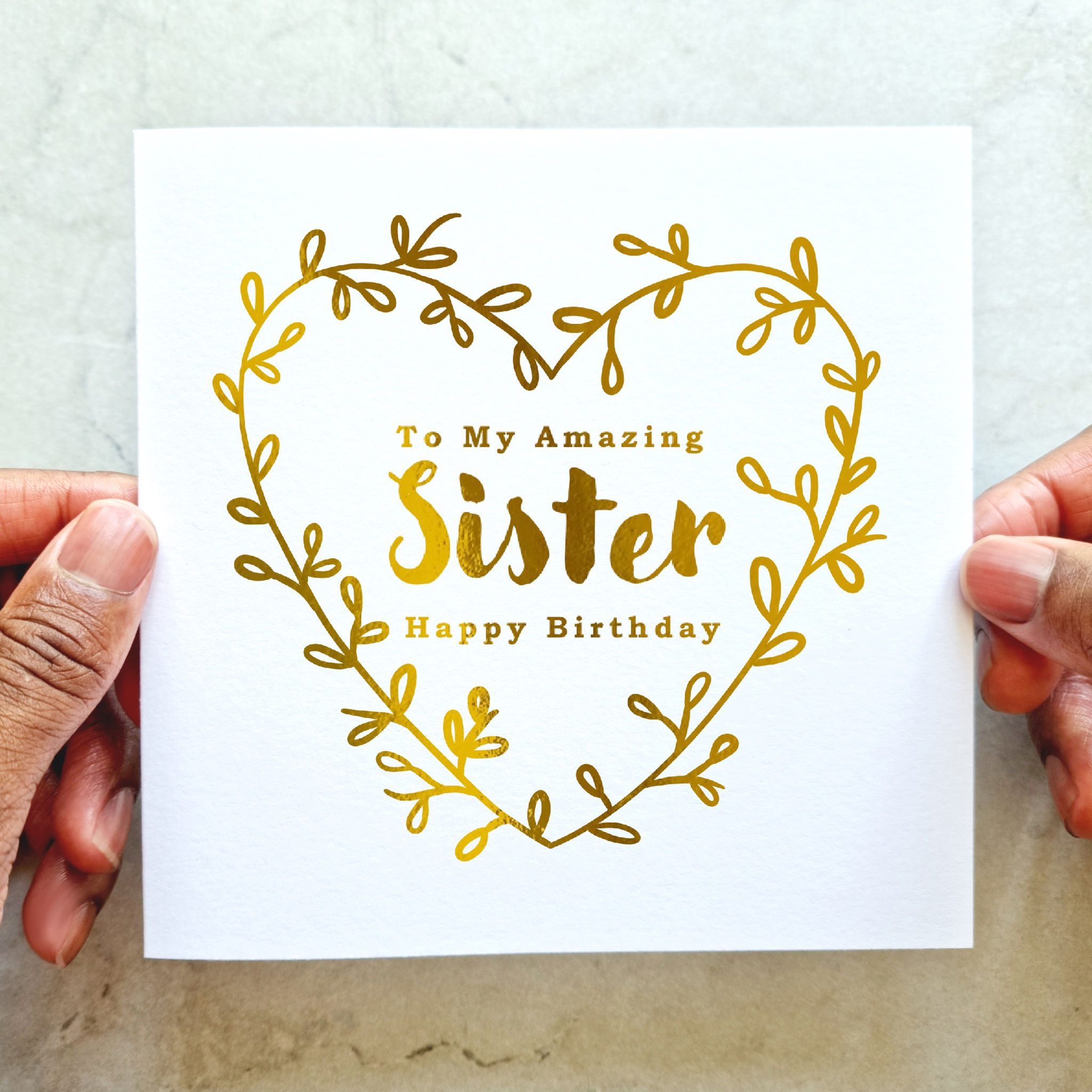 Sister Birthday Card - Wreath - Gold Foil