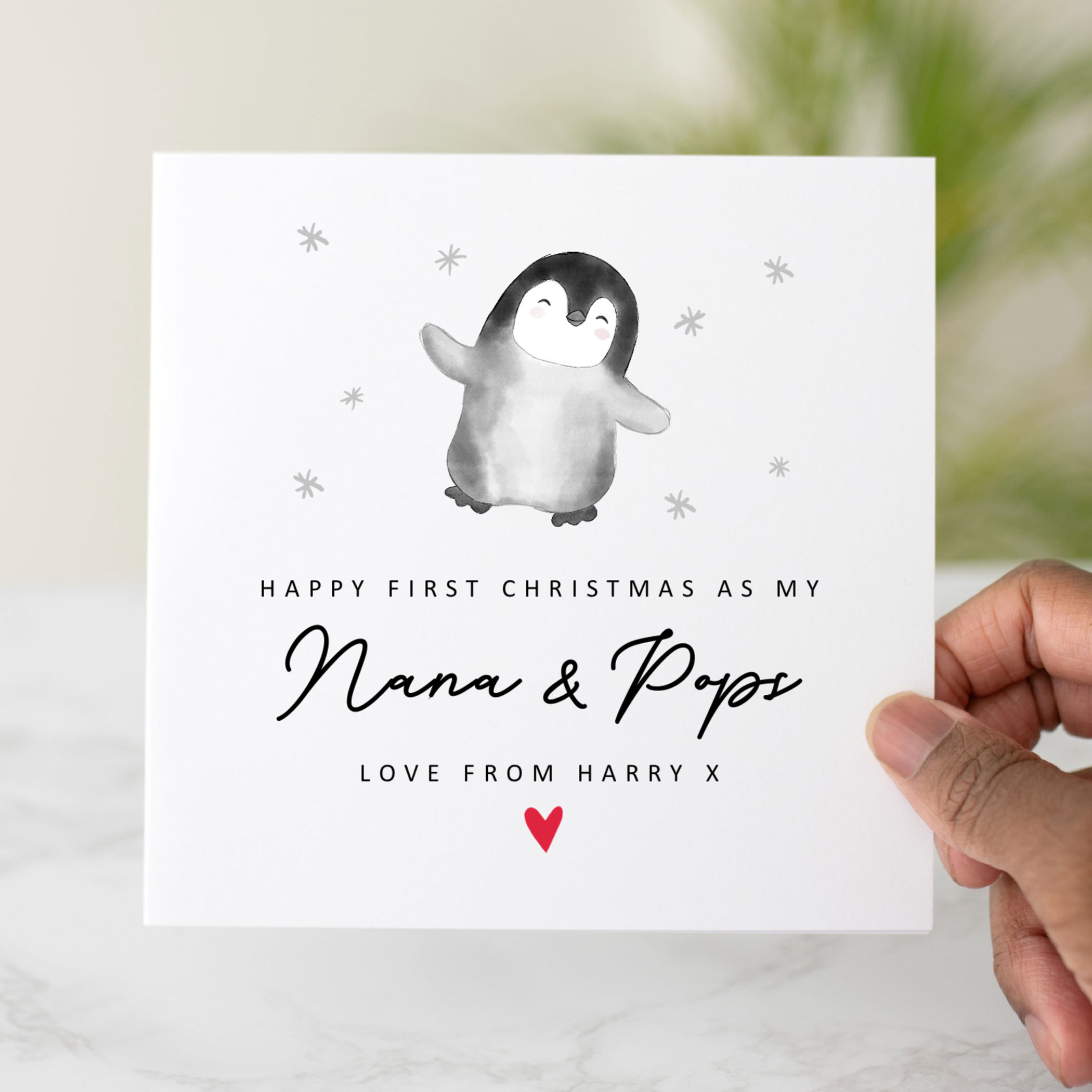 Personalised Nana And Pops 1st Christmas Card - Holly