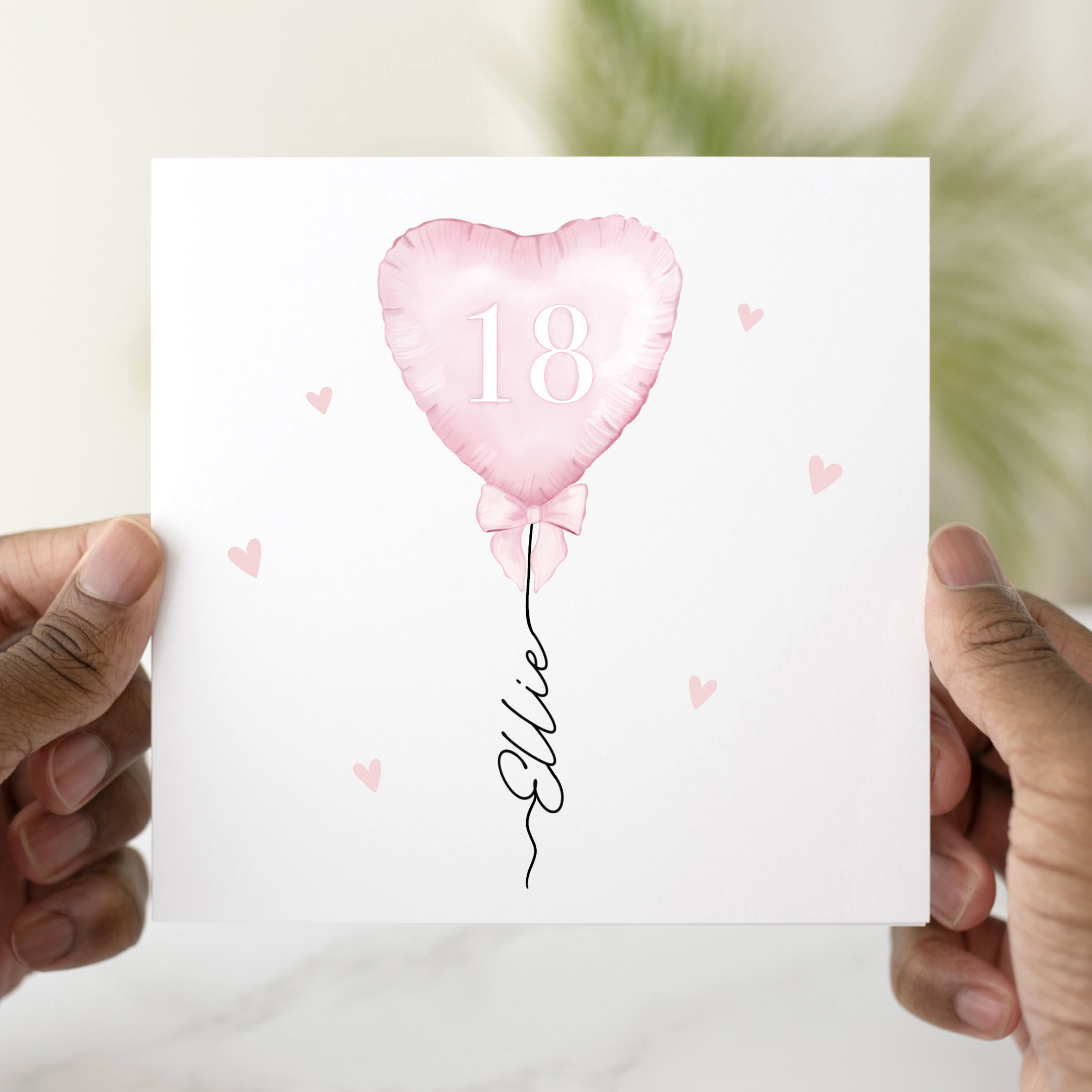 Personalised 18th Birthday Card - Pink Balloon