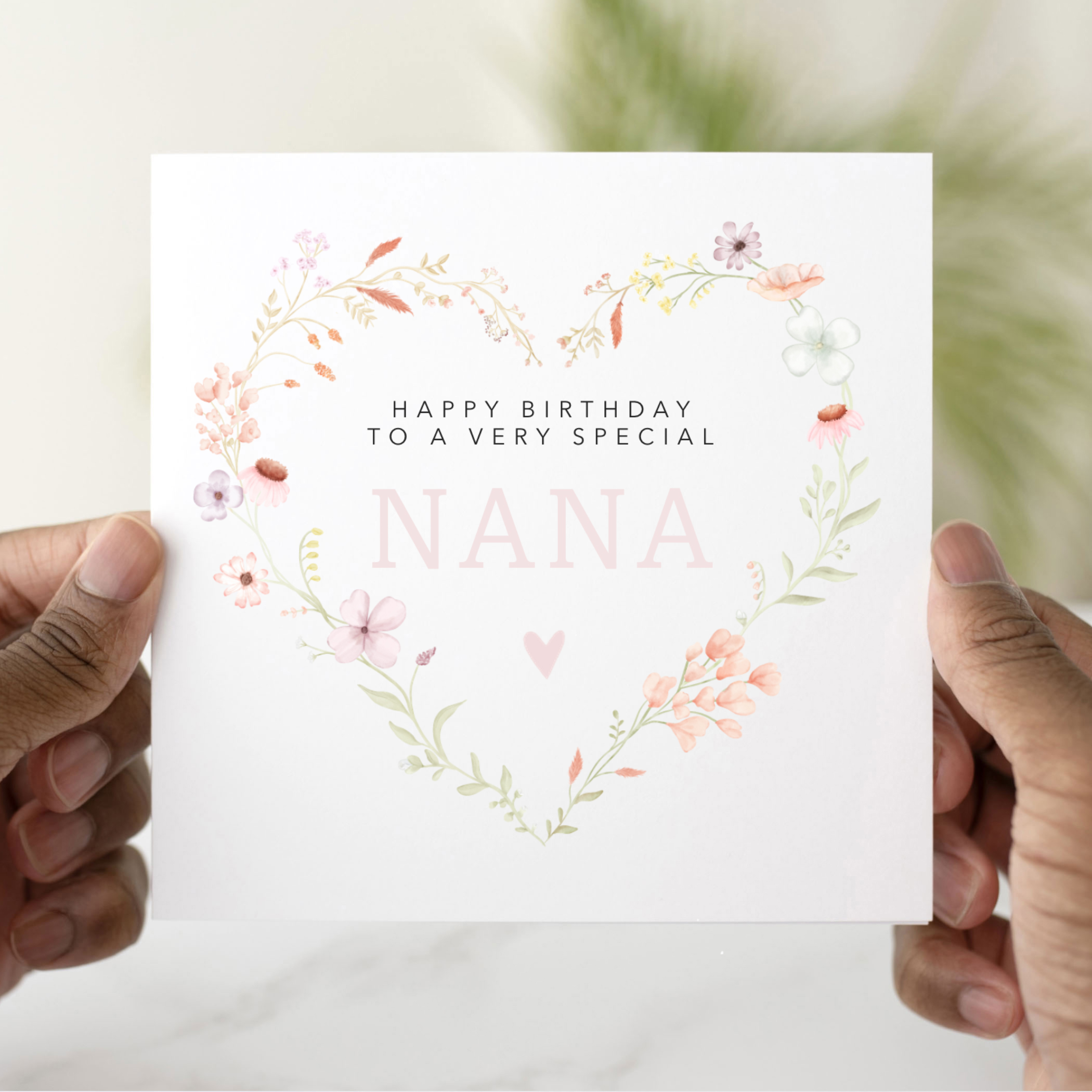 Floral Heart Nana Birthday Card