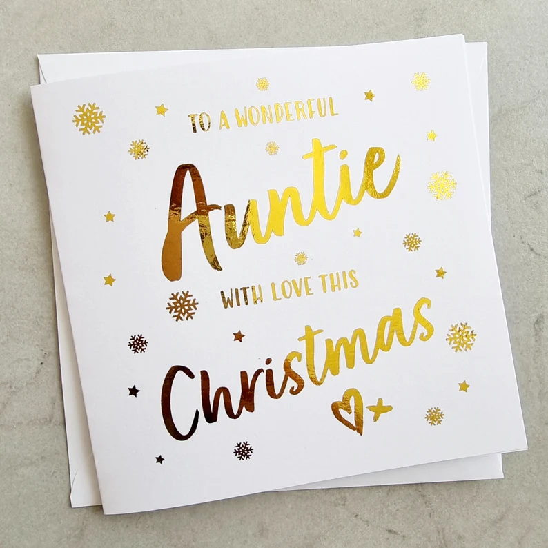 Auntie Christmas Card - Gold Foil