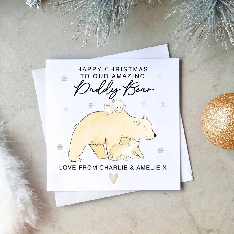 Personalised Daddy Christmas Card - Daddy Bear