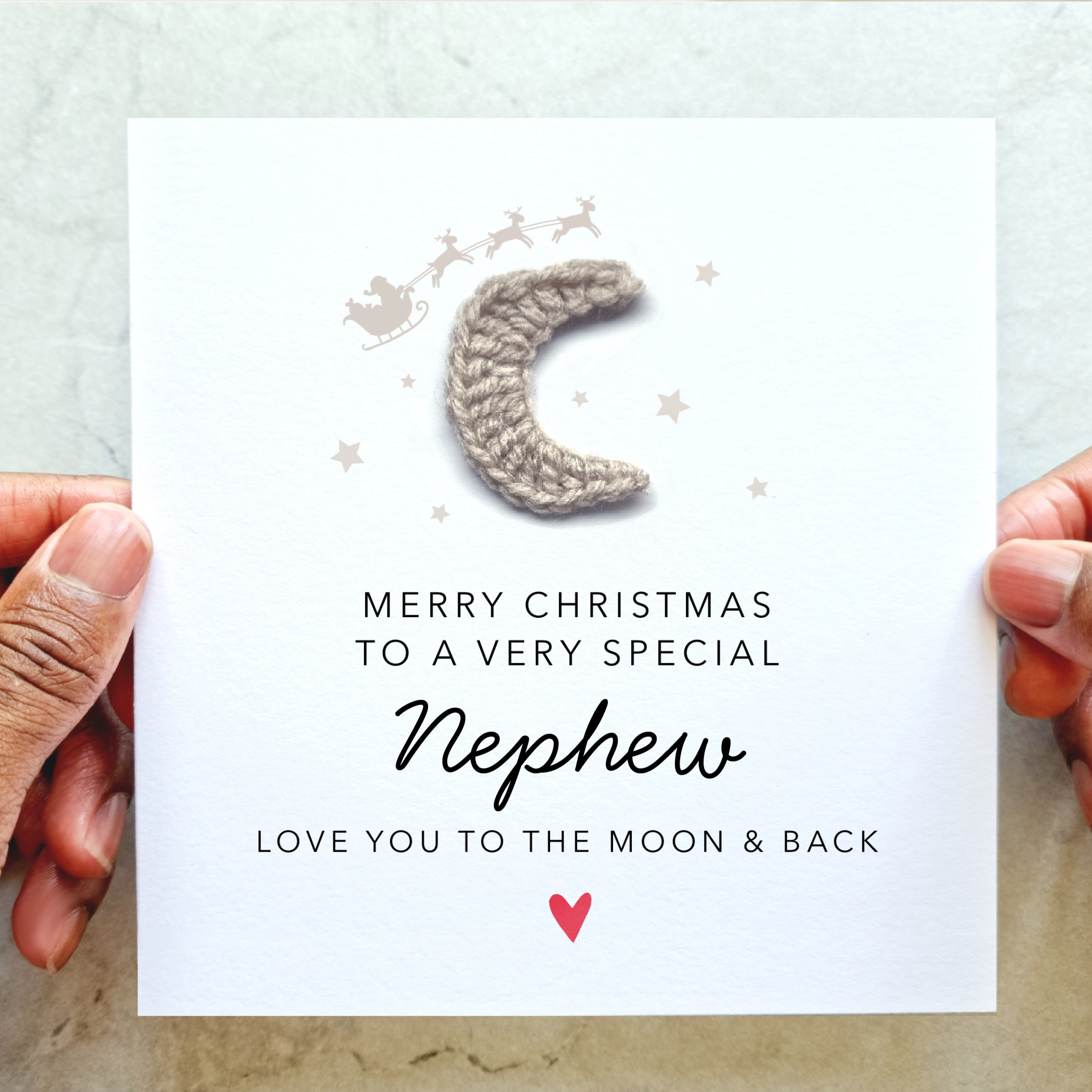 Nephew Christmas Card - Crochet Moon