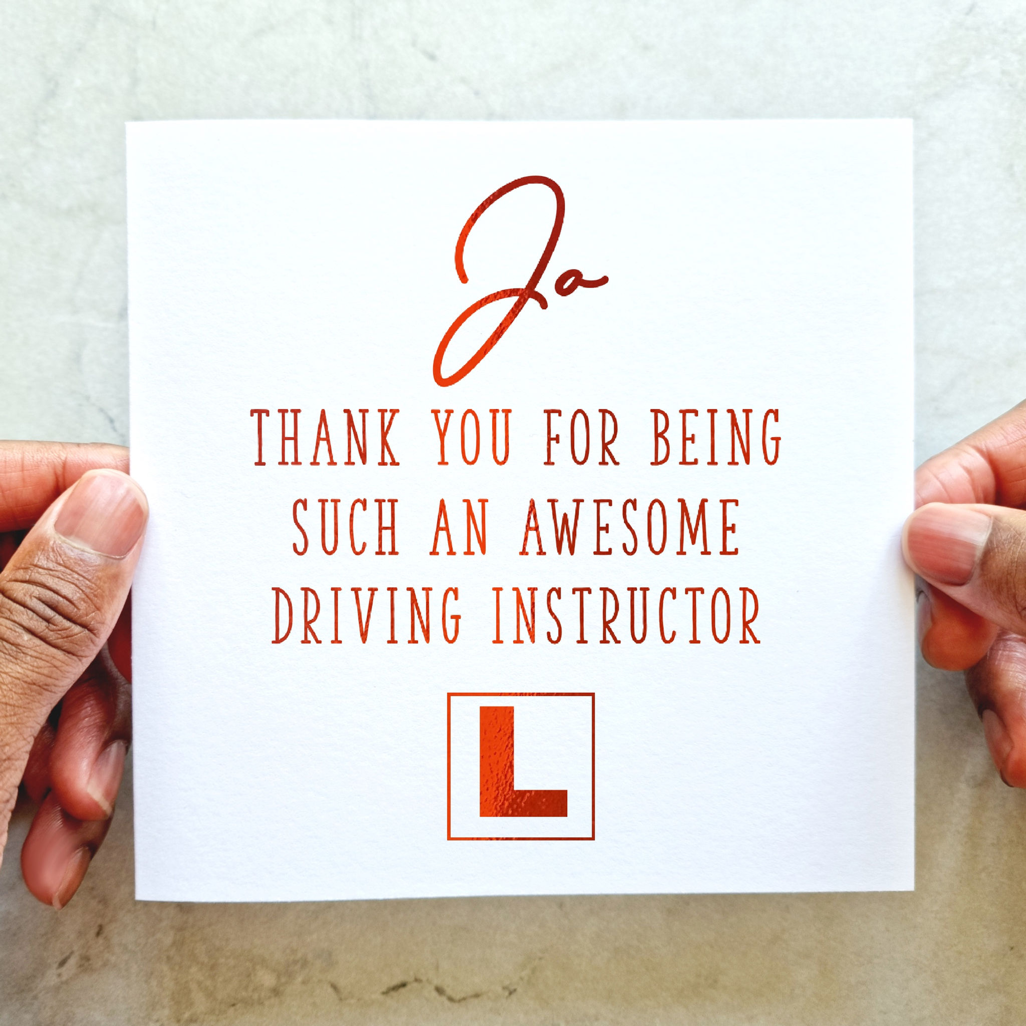 Driving Instructor Thank You Card - Red Foil