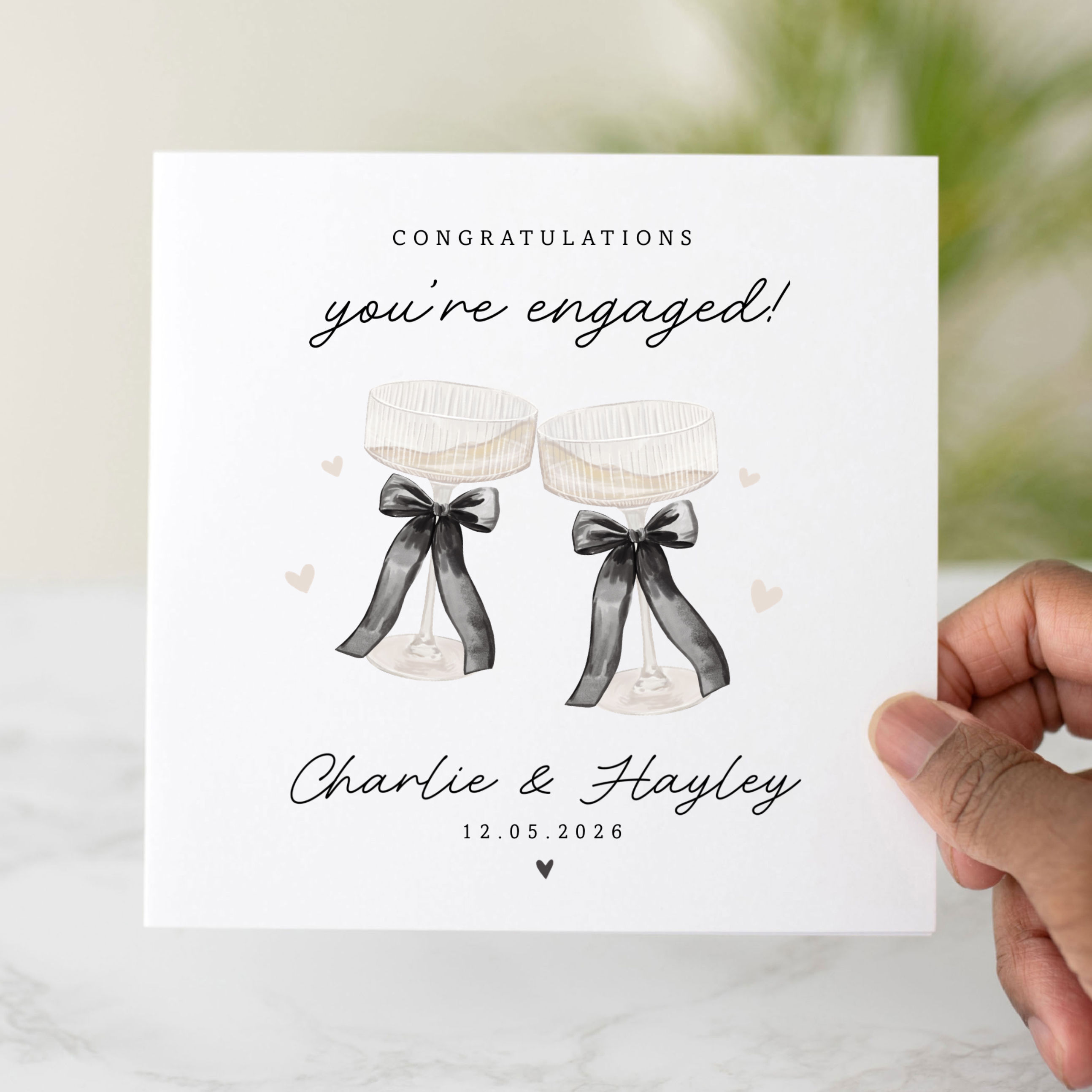 Personalised Engagement Card - Two Glasses