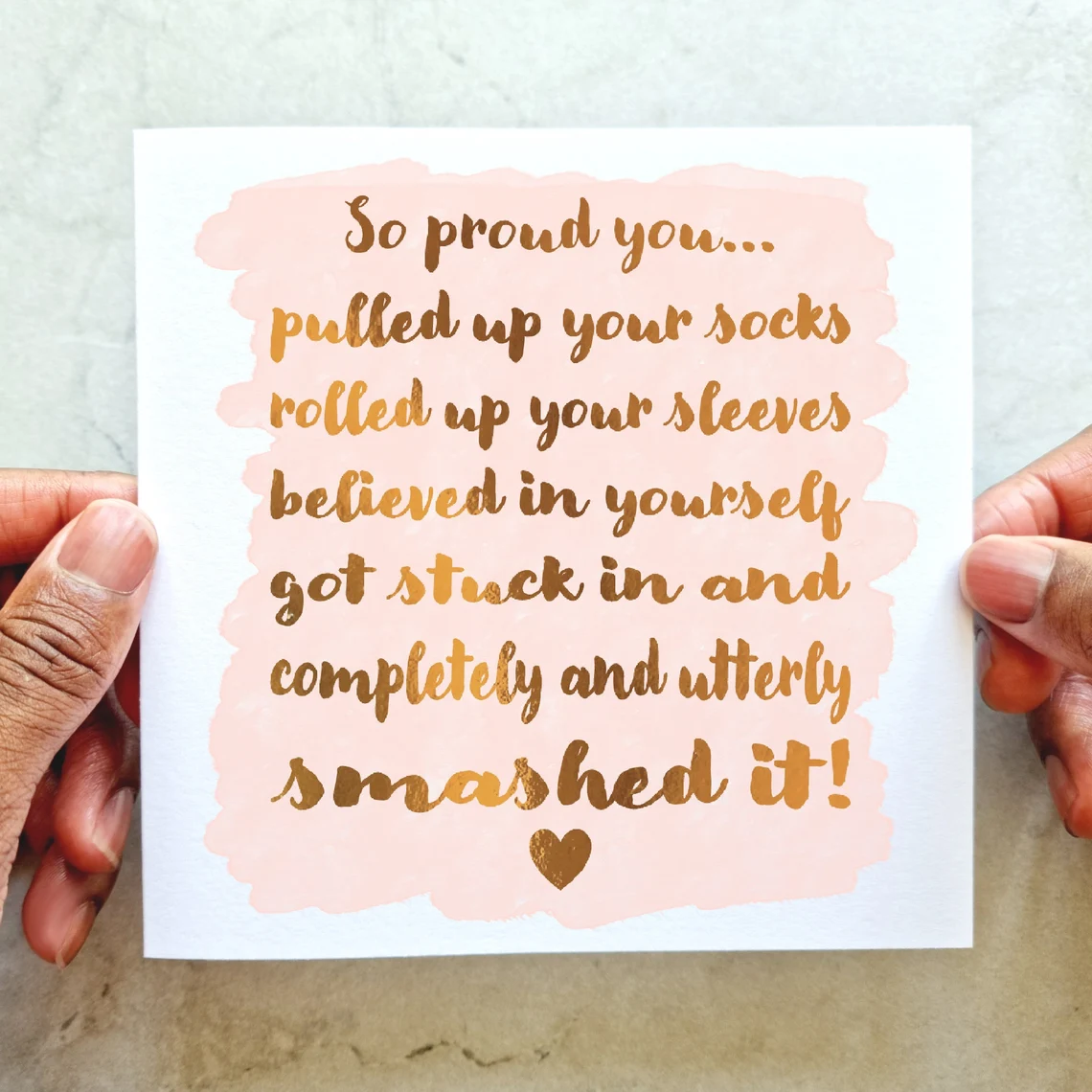 Poem Congratulations Card - Utterly - Rose Gold Foil