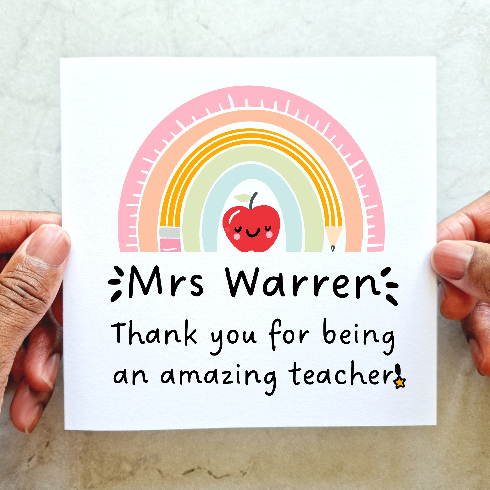 Personalised Teacher Card - Ruler Rainbow