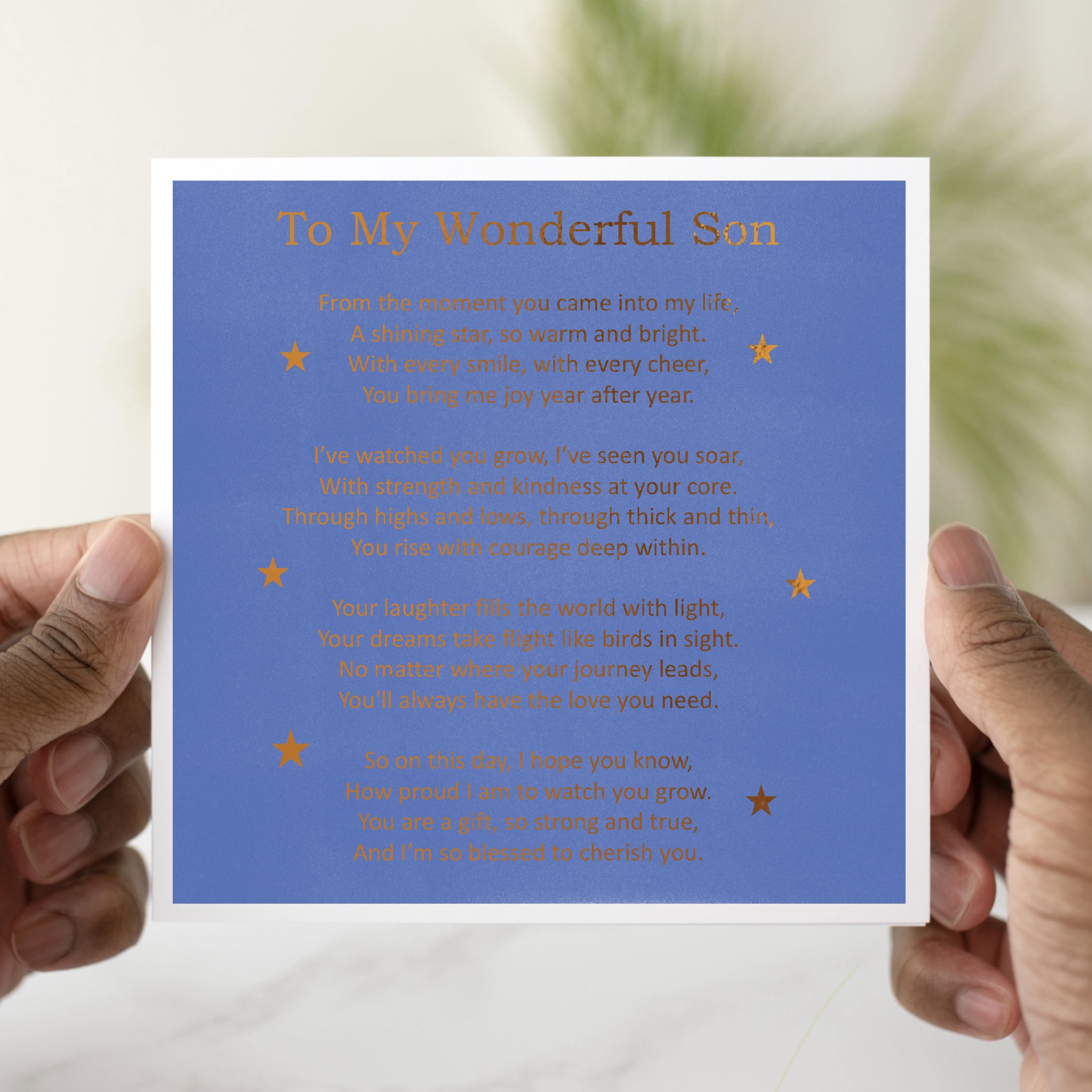 Poem Son Birthday Card - Bronze Foil