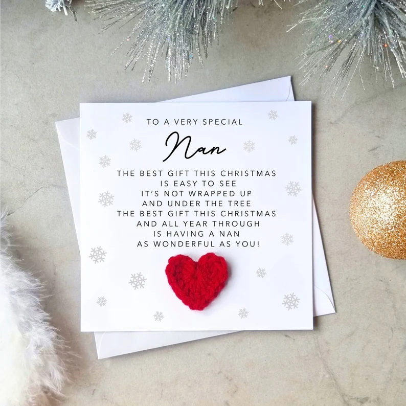 Poem Nan Christmas Card - Crochet Heart
