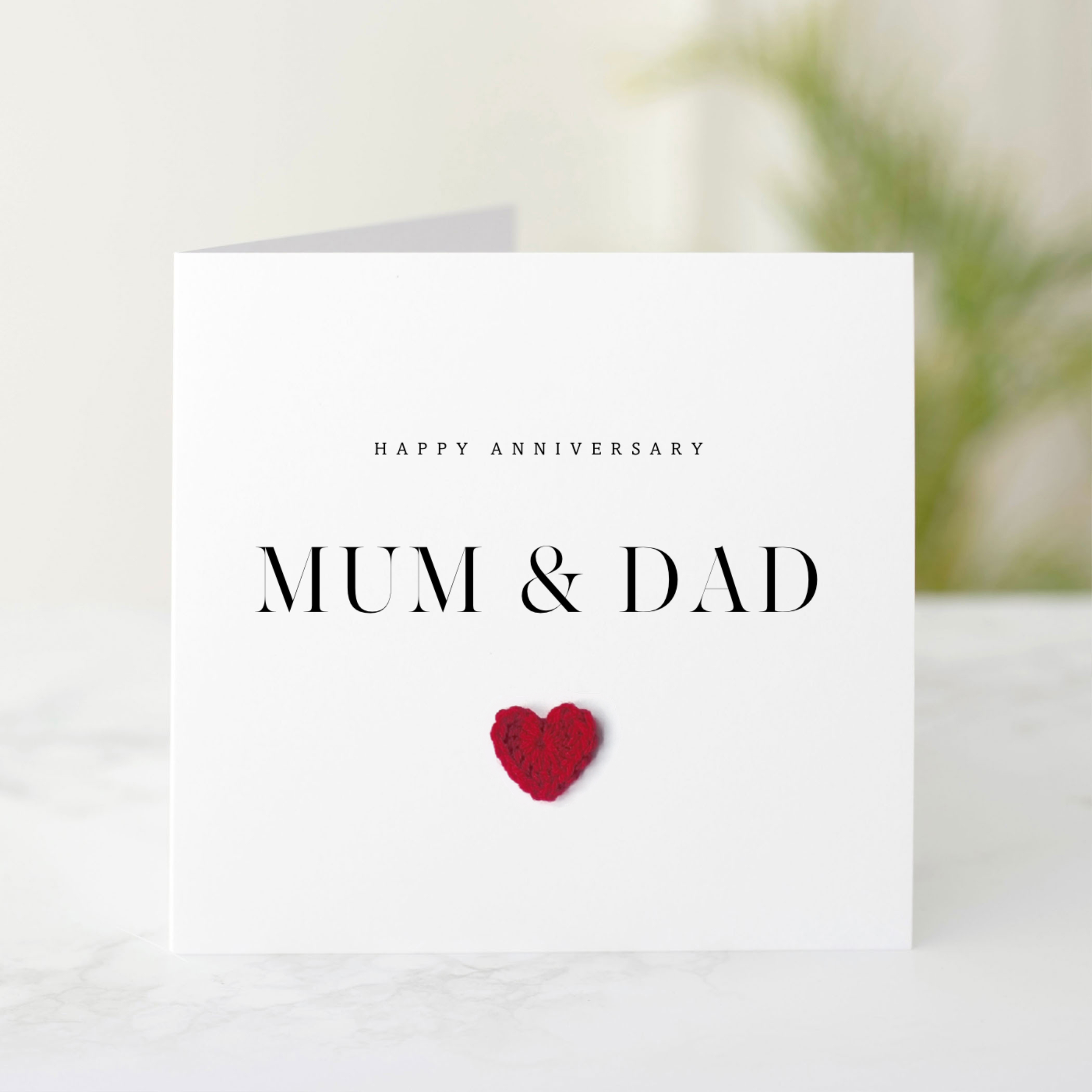 Mum And Dad Anniversary Card - Crochet Heart