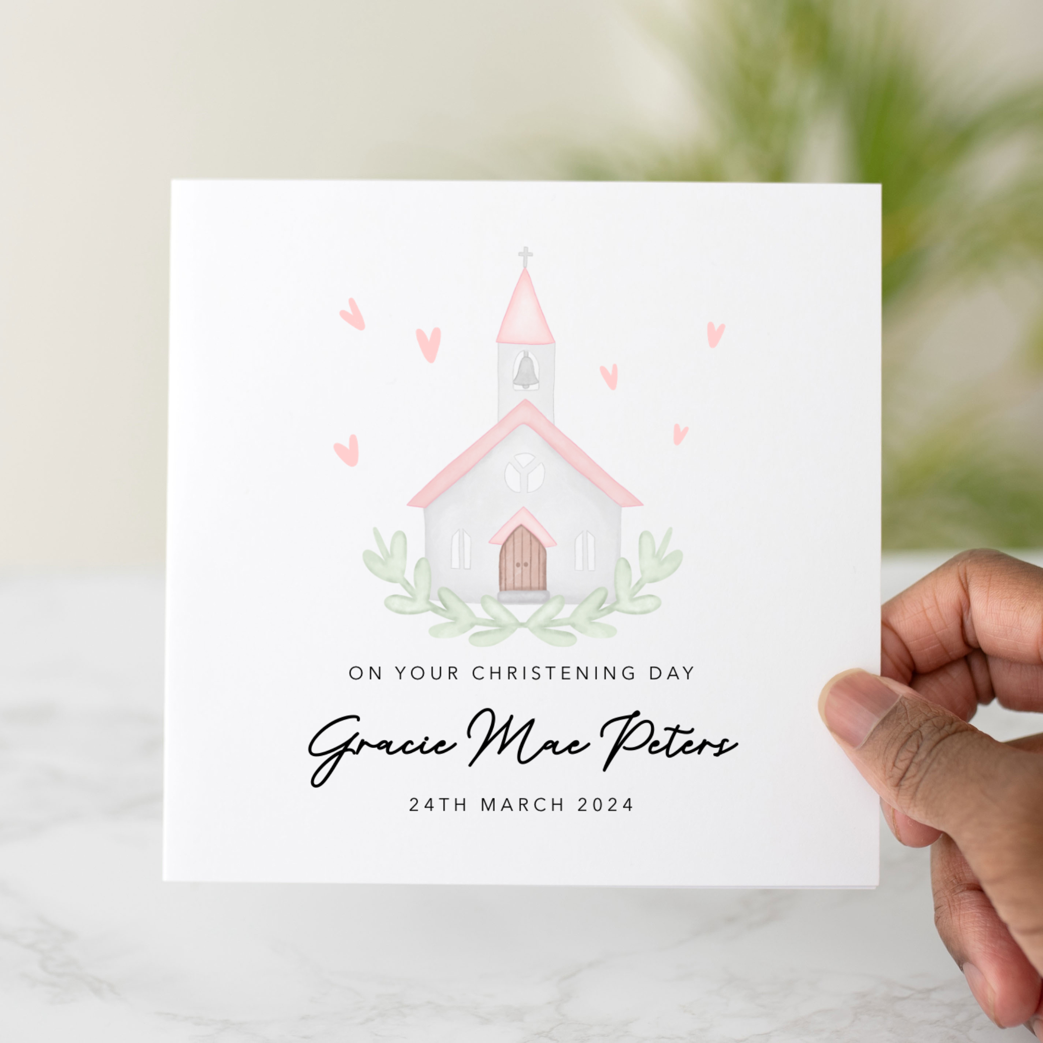 Personalised Little Girl Christening Card - Church
