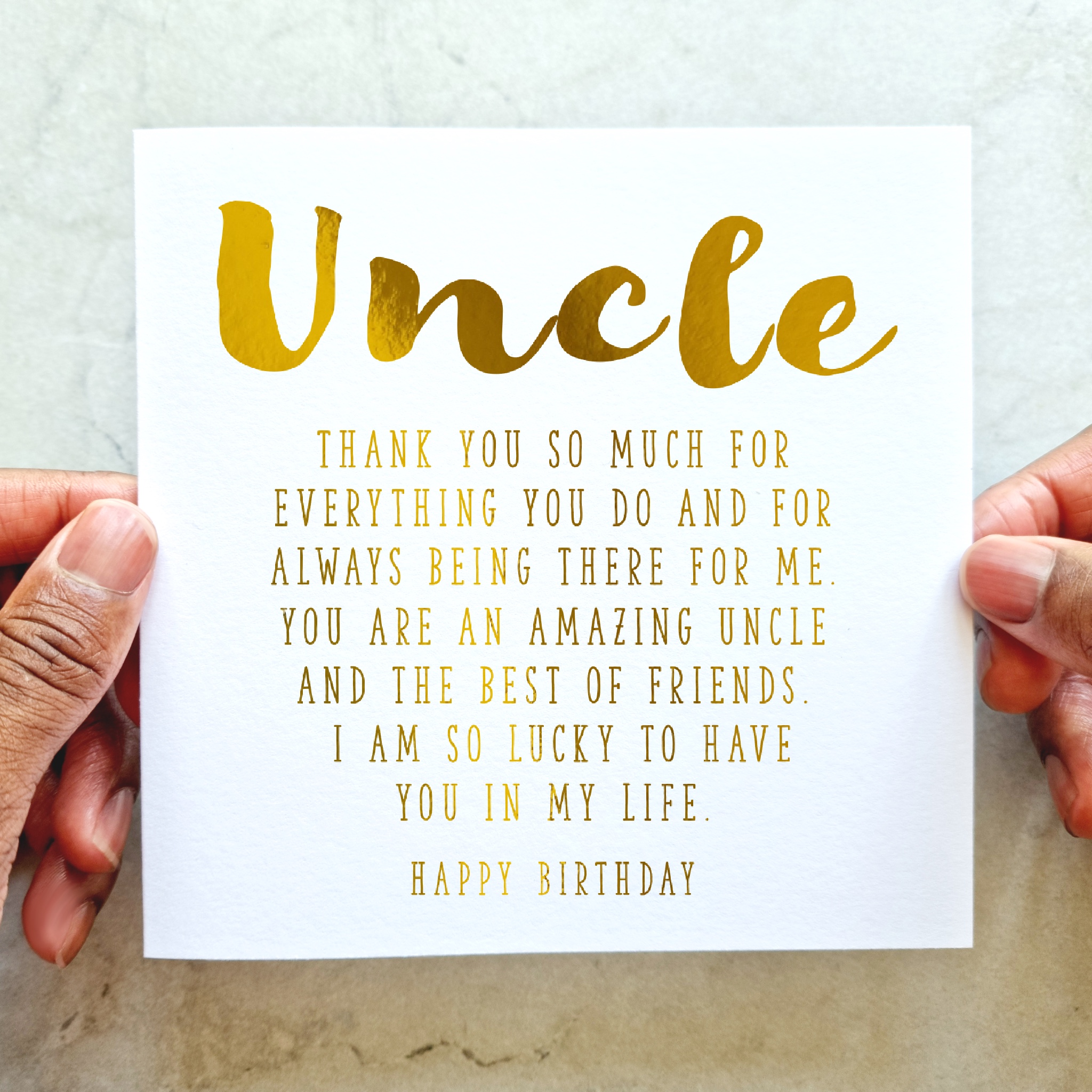 Poem Uncle Birthday Card - Gold Foil