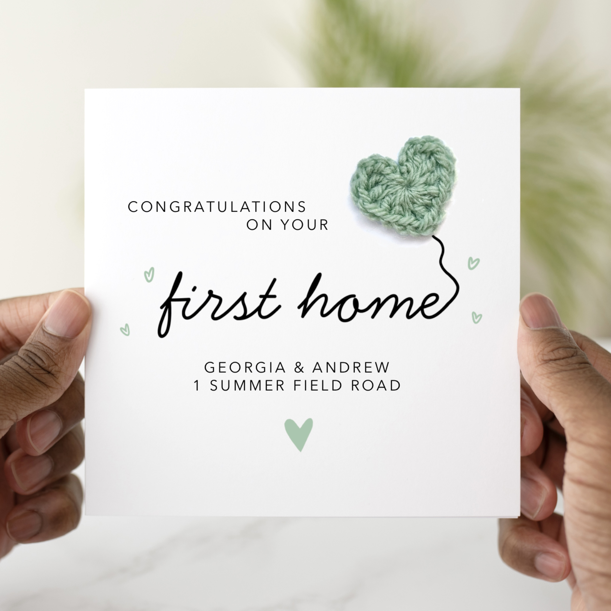 Personalised First Home Card - Crochet Heart
