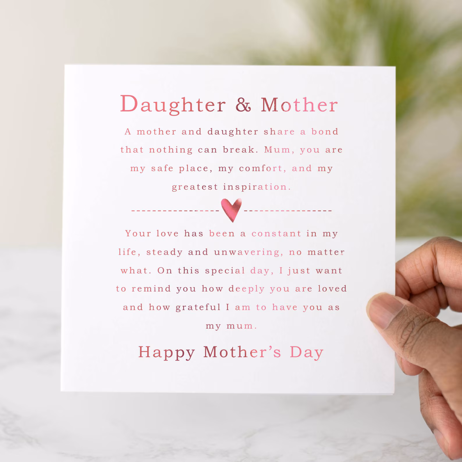 Daughter & Mother's Day Card - Bond - Pink Foil