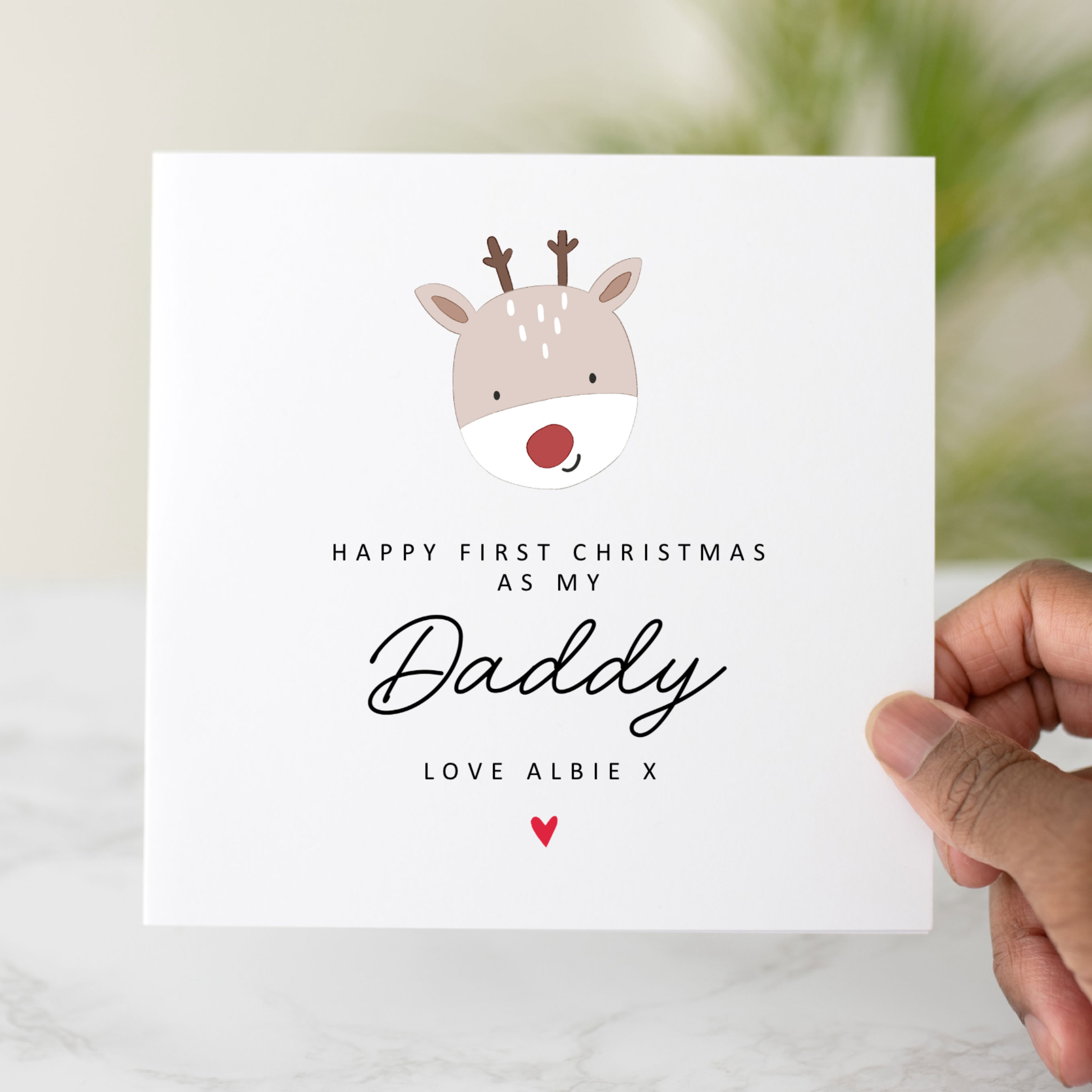 Personalised Daddy 1st Christmas Card - Reindeer