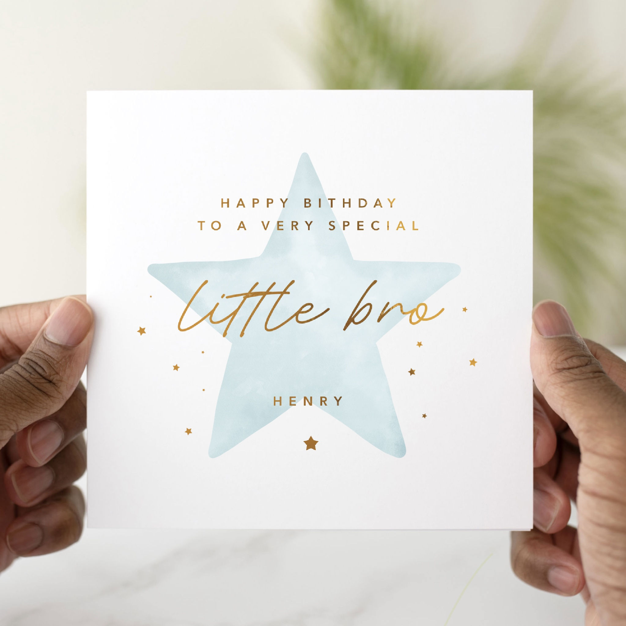 Personalised Lil Bro Birthday Card - Gold Foil