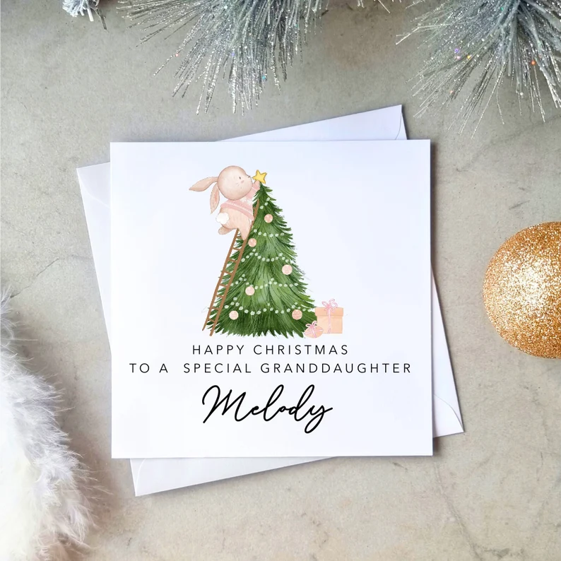 Personalised  Granddaughter Christmas Card - Christmas Tree