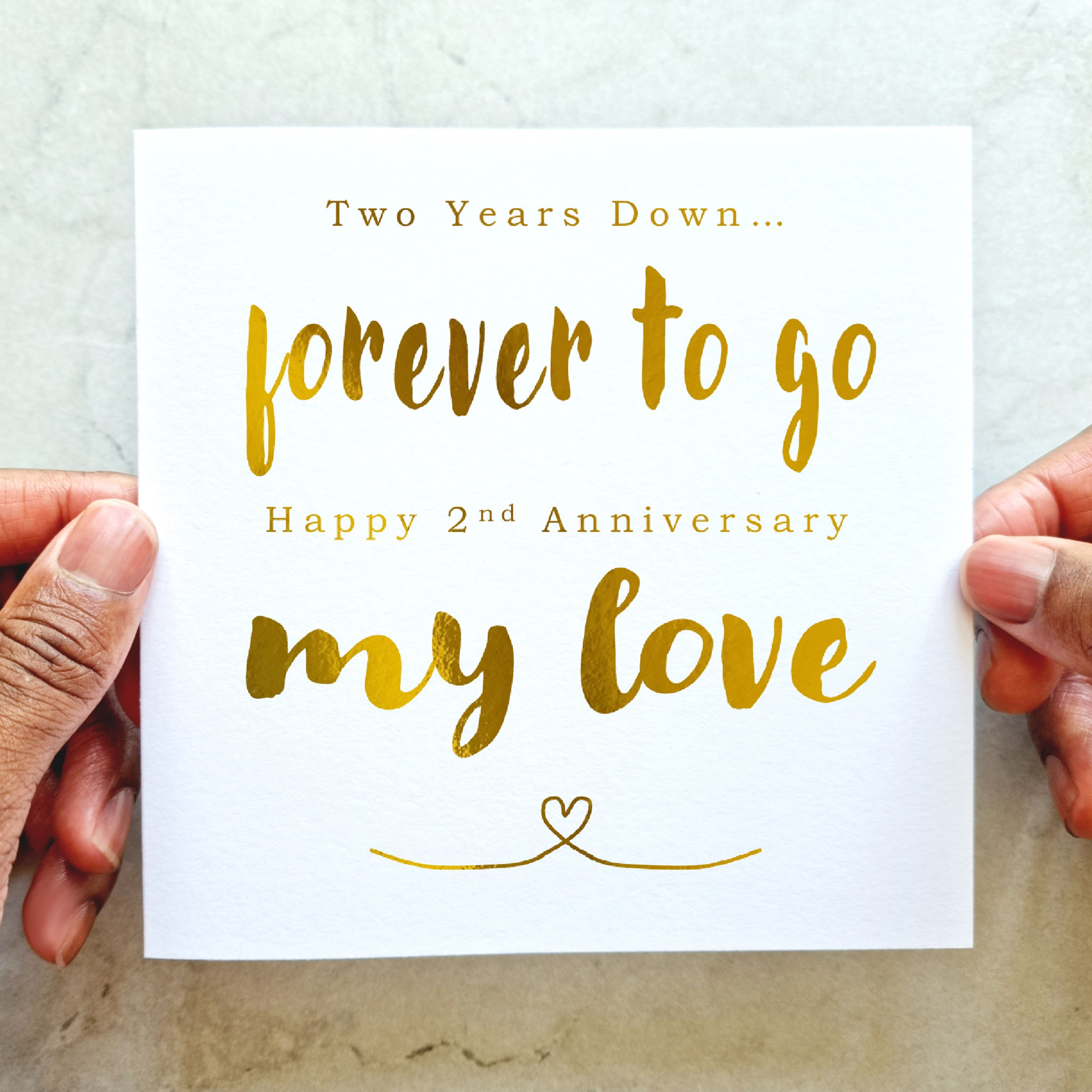 Happy 2nd Anniversary Card - Gold Foil