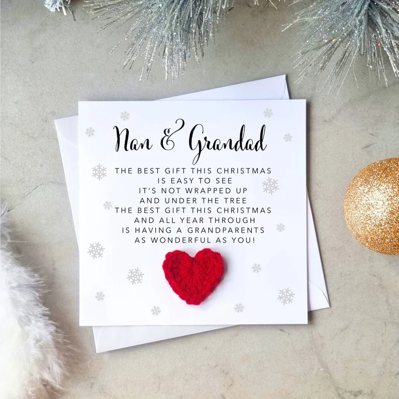 Nan And Grandad Christmas Card - Crochet Heart
