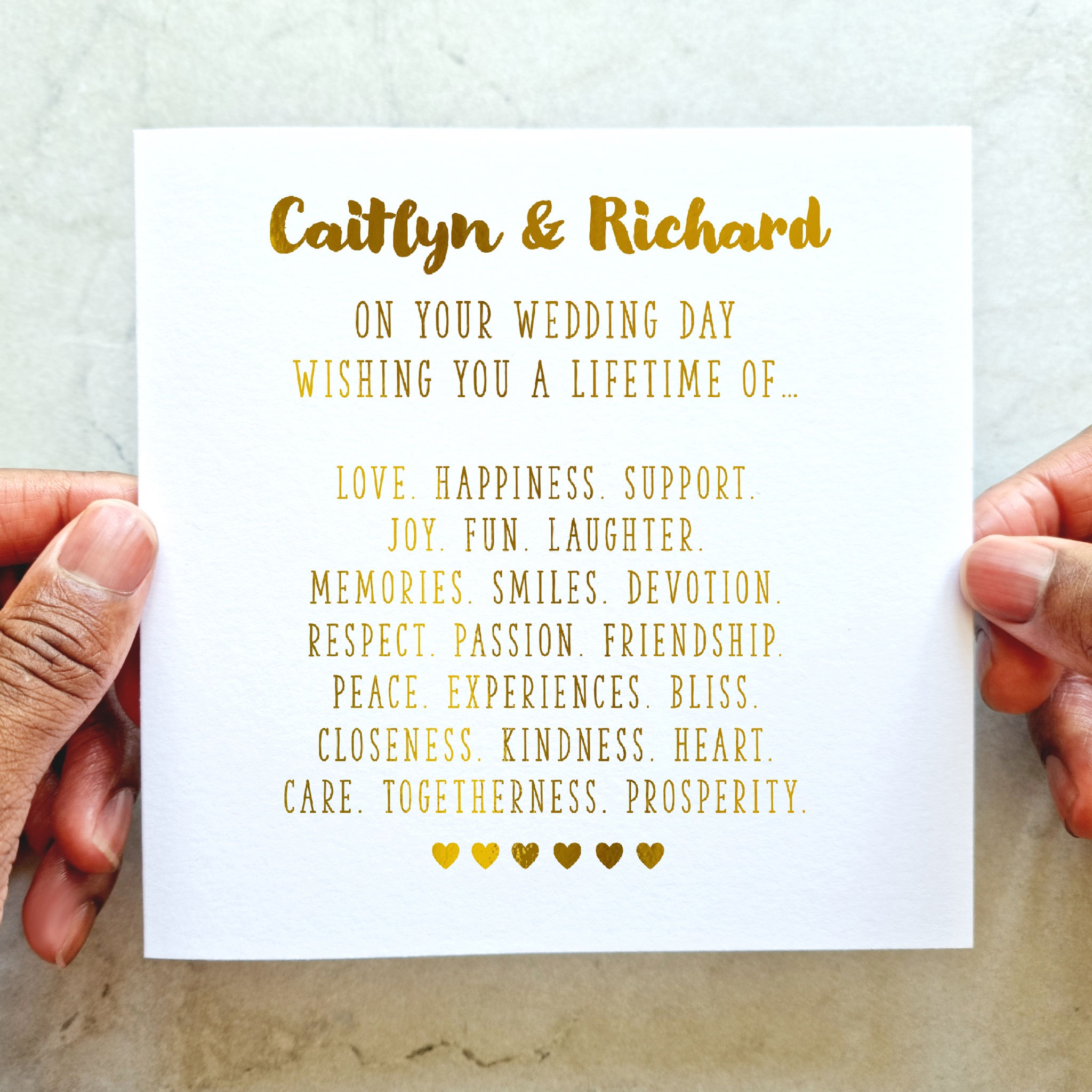 Personalised Wedding Card - Poem - Gold Foil