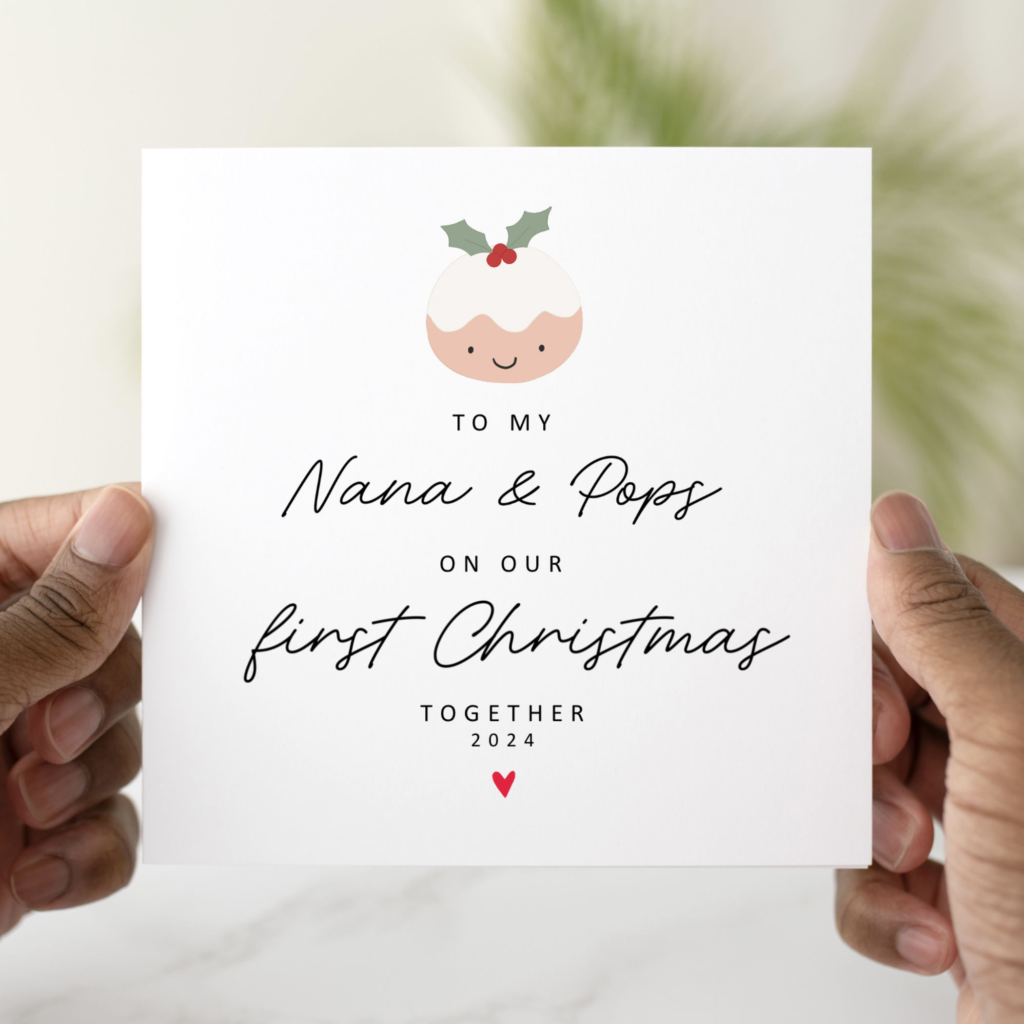 Personalised Nana And Pops 1st Christmas Card - Pudding