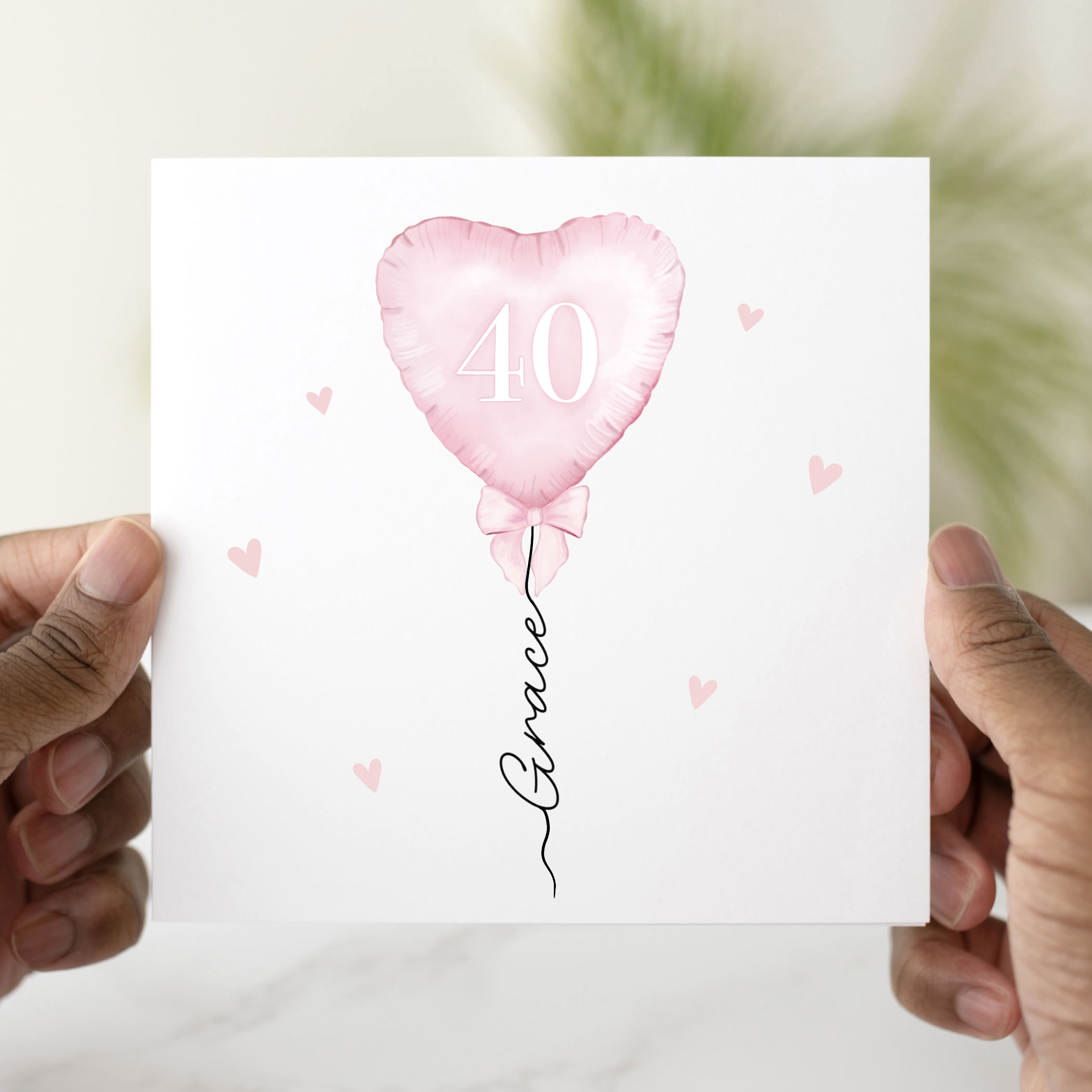 Personalised 40th Birthday Card - Pink Balloon