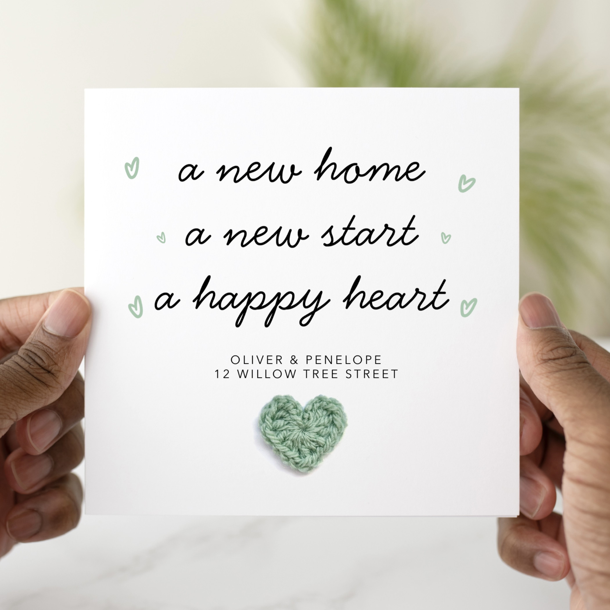 Personalised New Home Card - Happy Heart - Crochet Heart