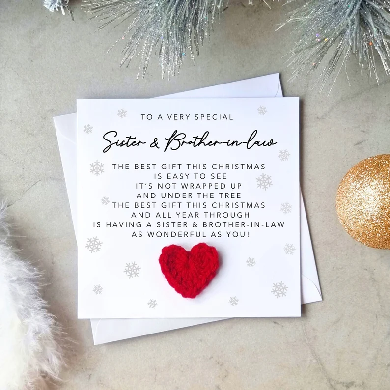 Sister And Brother in Law Christmas Card - Crochet Heart