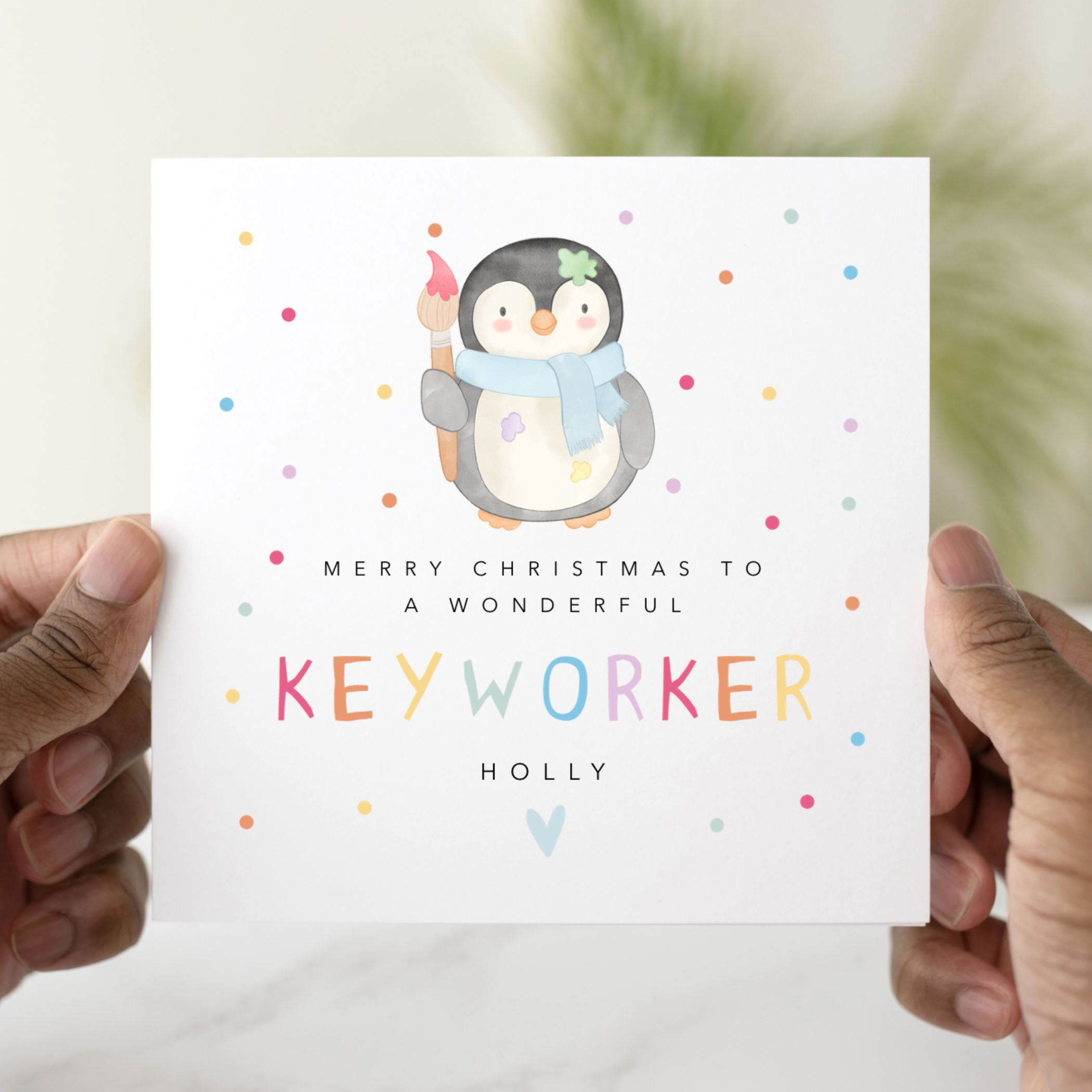 Personalised Penguin Keyworker Christmas Card