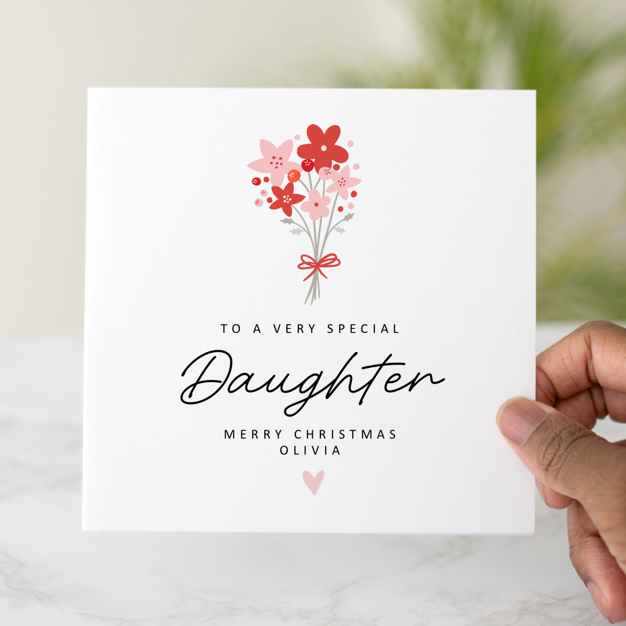 Personalised Daughter Christmas Card - Flowers