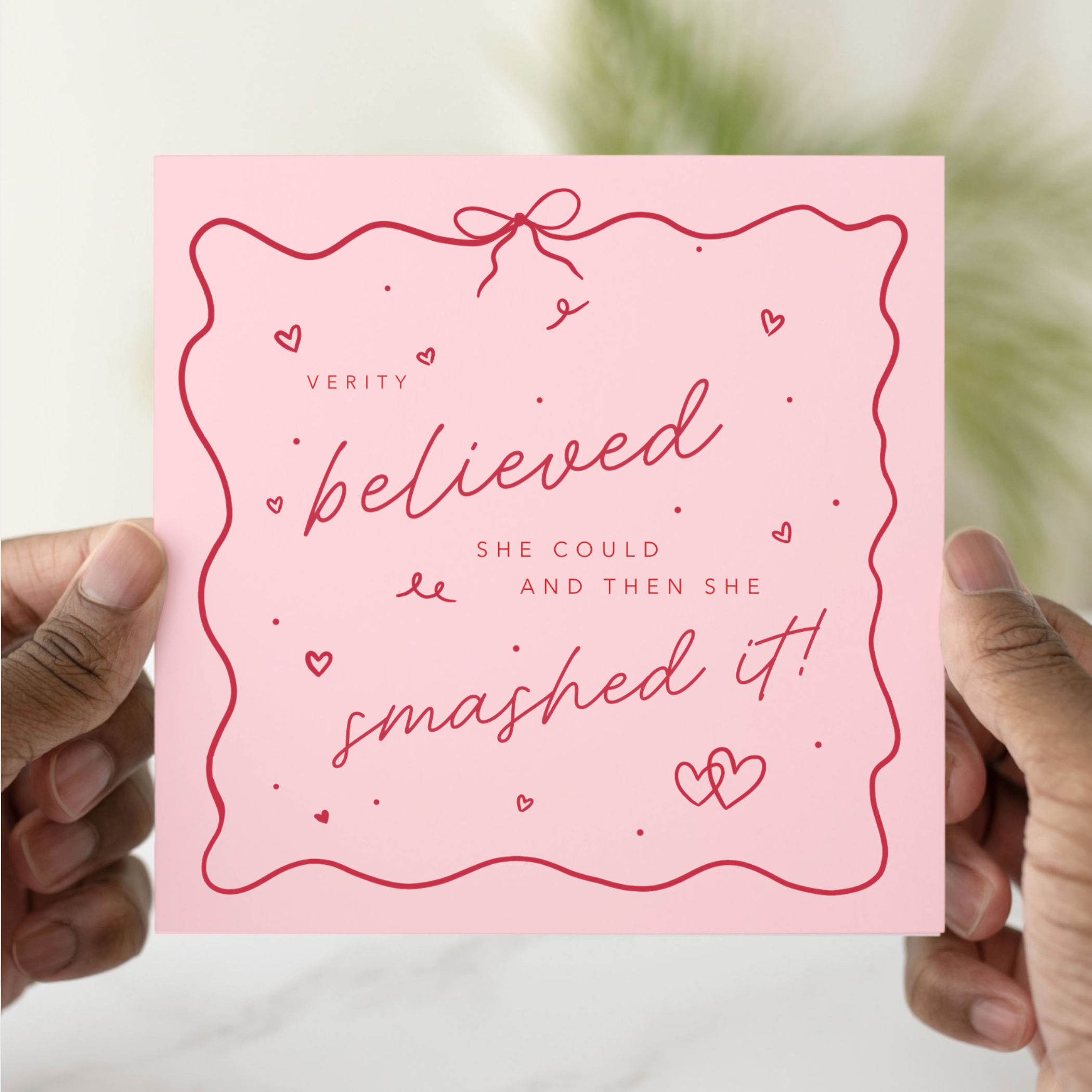 Personalised Pink Congratulations Card - Believed