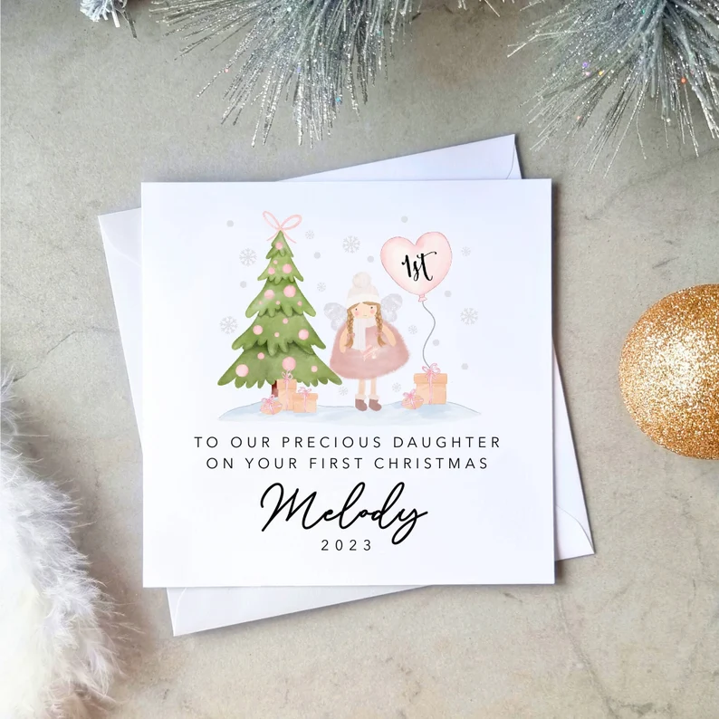 Personalised 1st Daughter Christmas Card - Precious