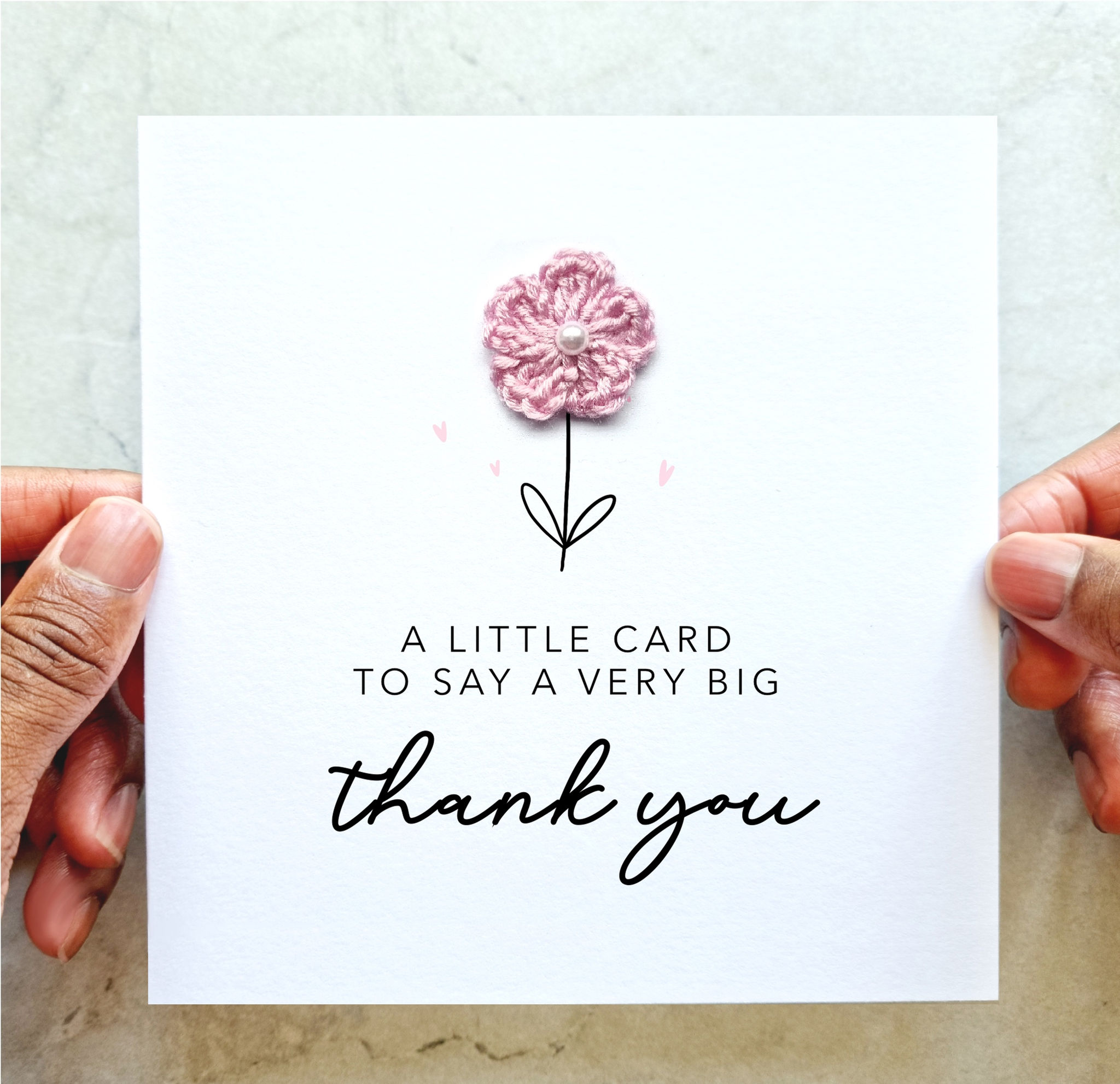 Thank You Card - Little Card - Crochet Flower