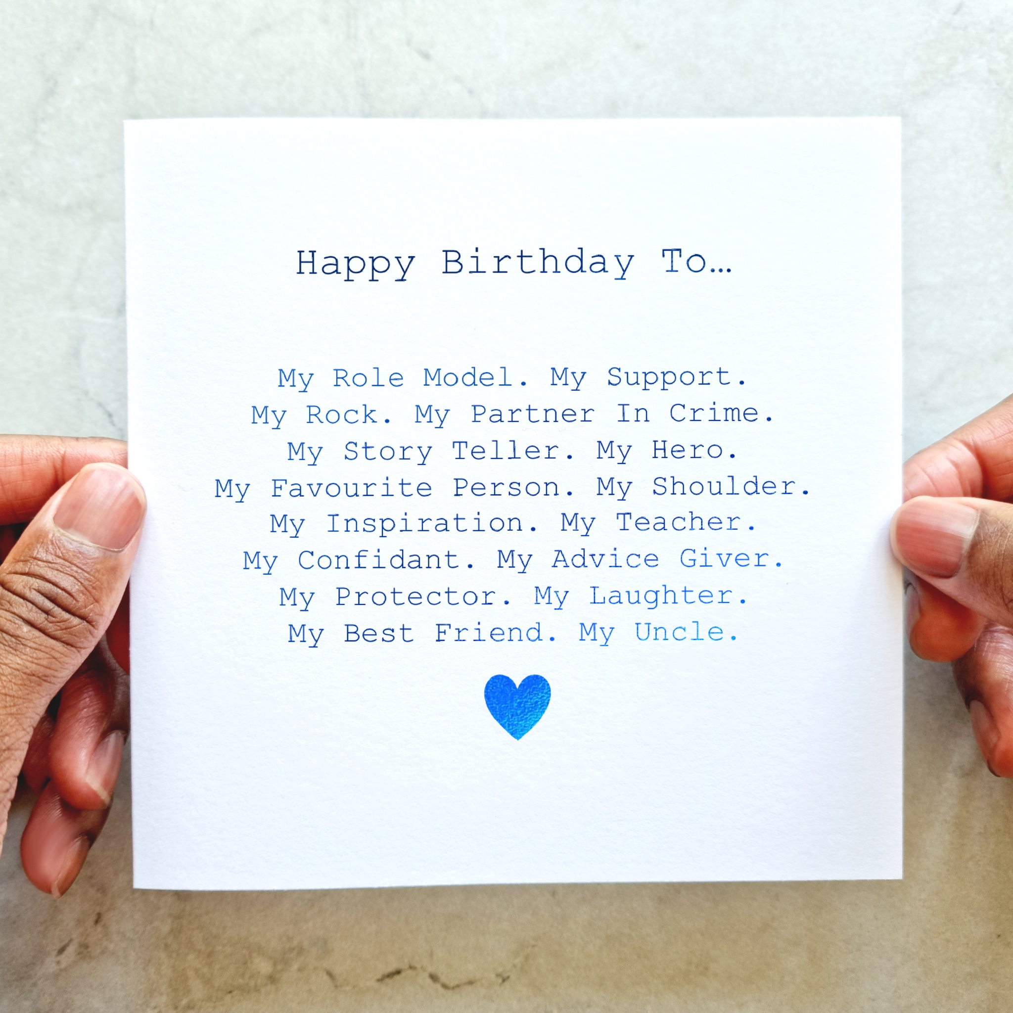 Poem Uncle Birthday Card - Blue Foil