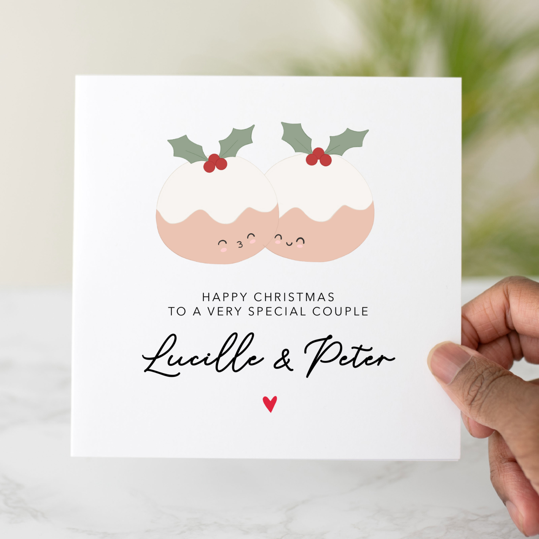 Personalised Couple Christmas Card - Pudding