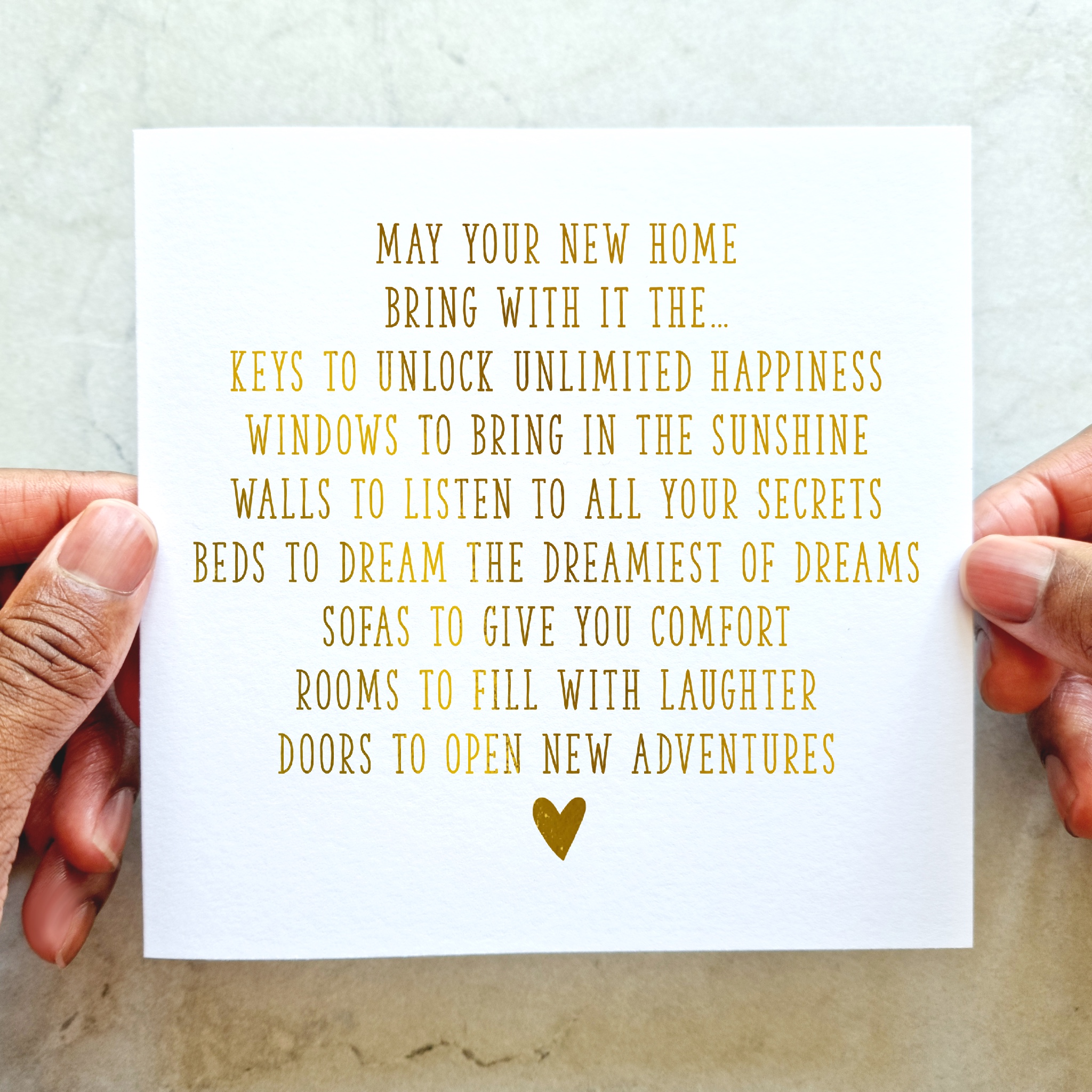 New Home Card - Poem - Gold Foil