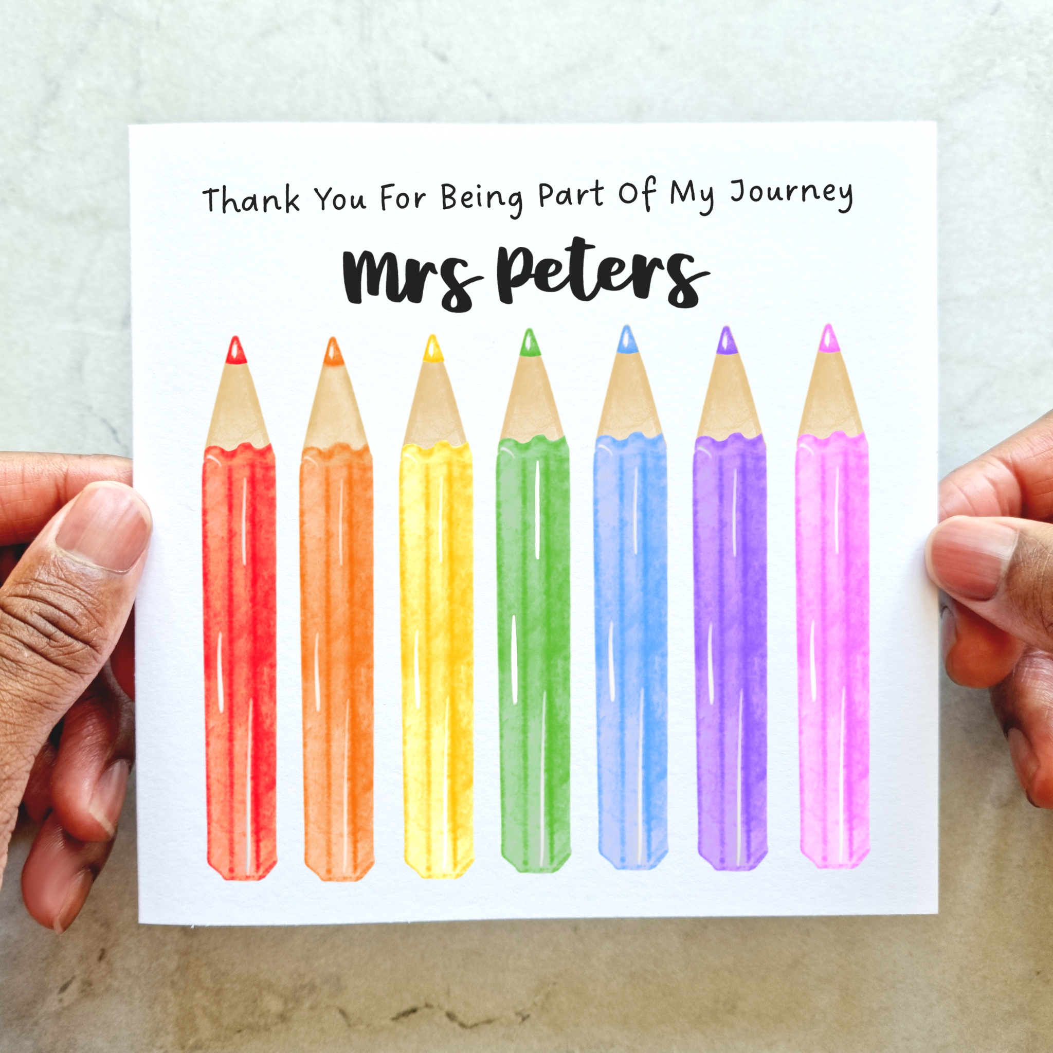 Personalised Teacher Card - Pencil