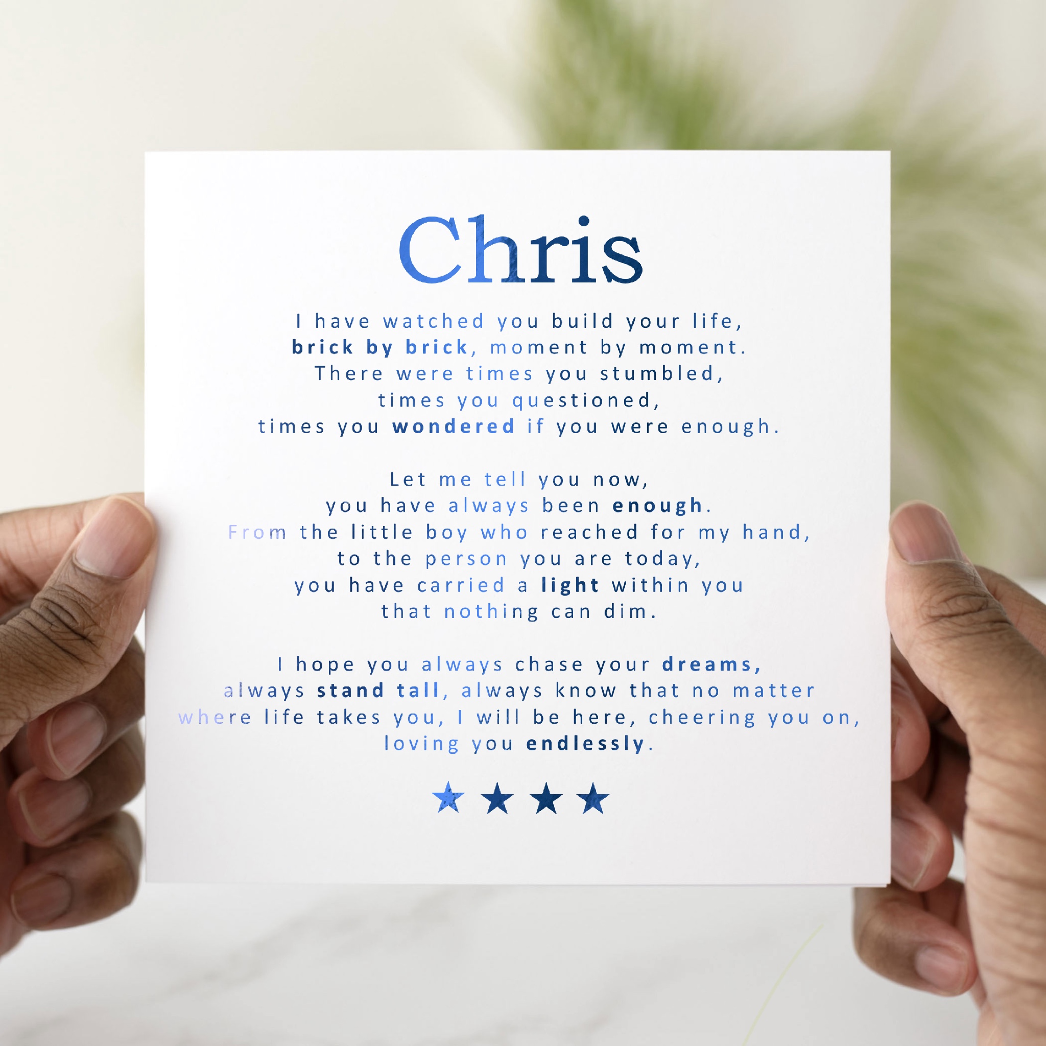 Verse Son Birthday Card - Blue Foil