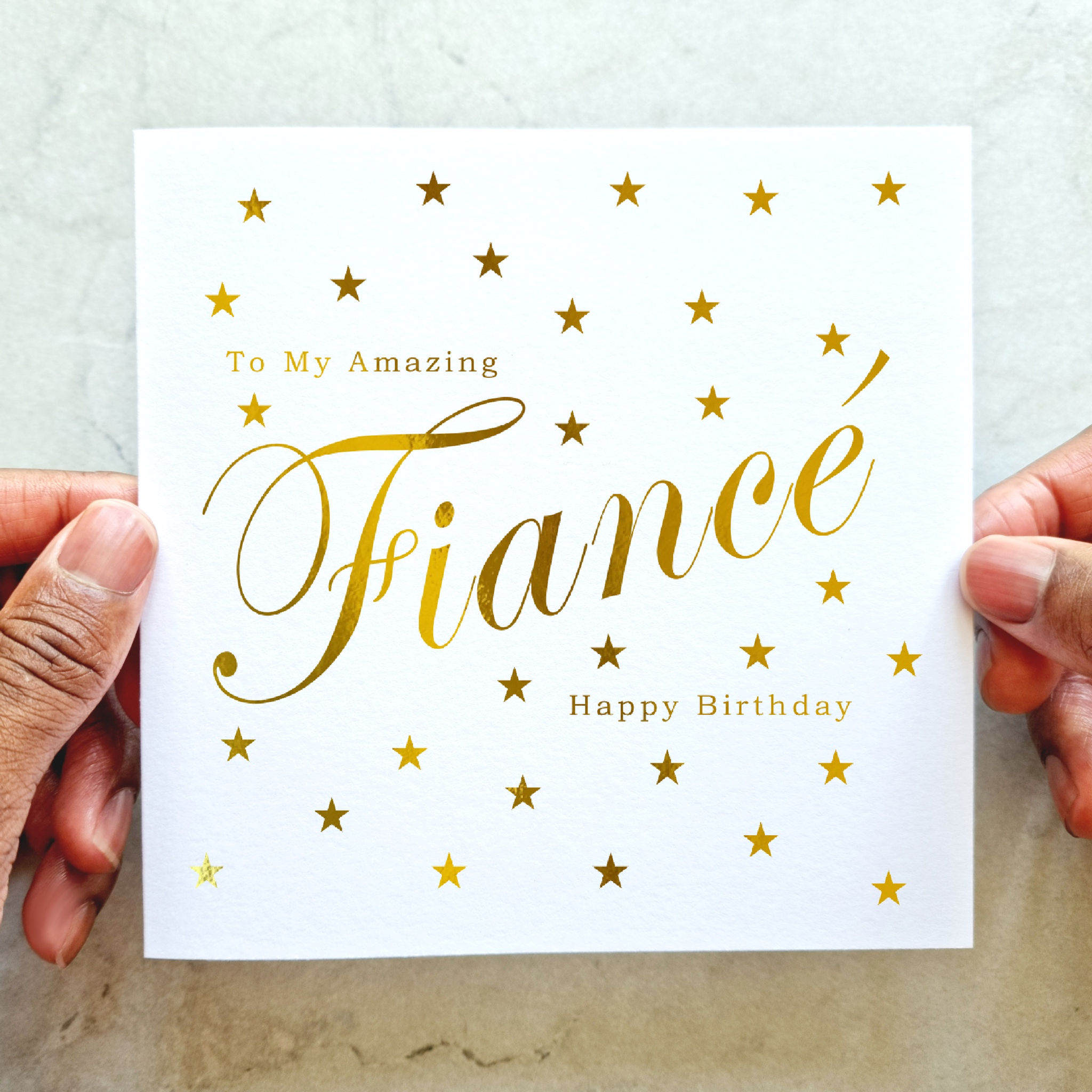 Fiancé Birthday Card - Gold Foil
