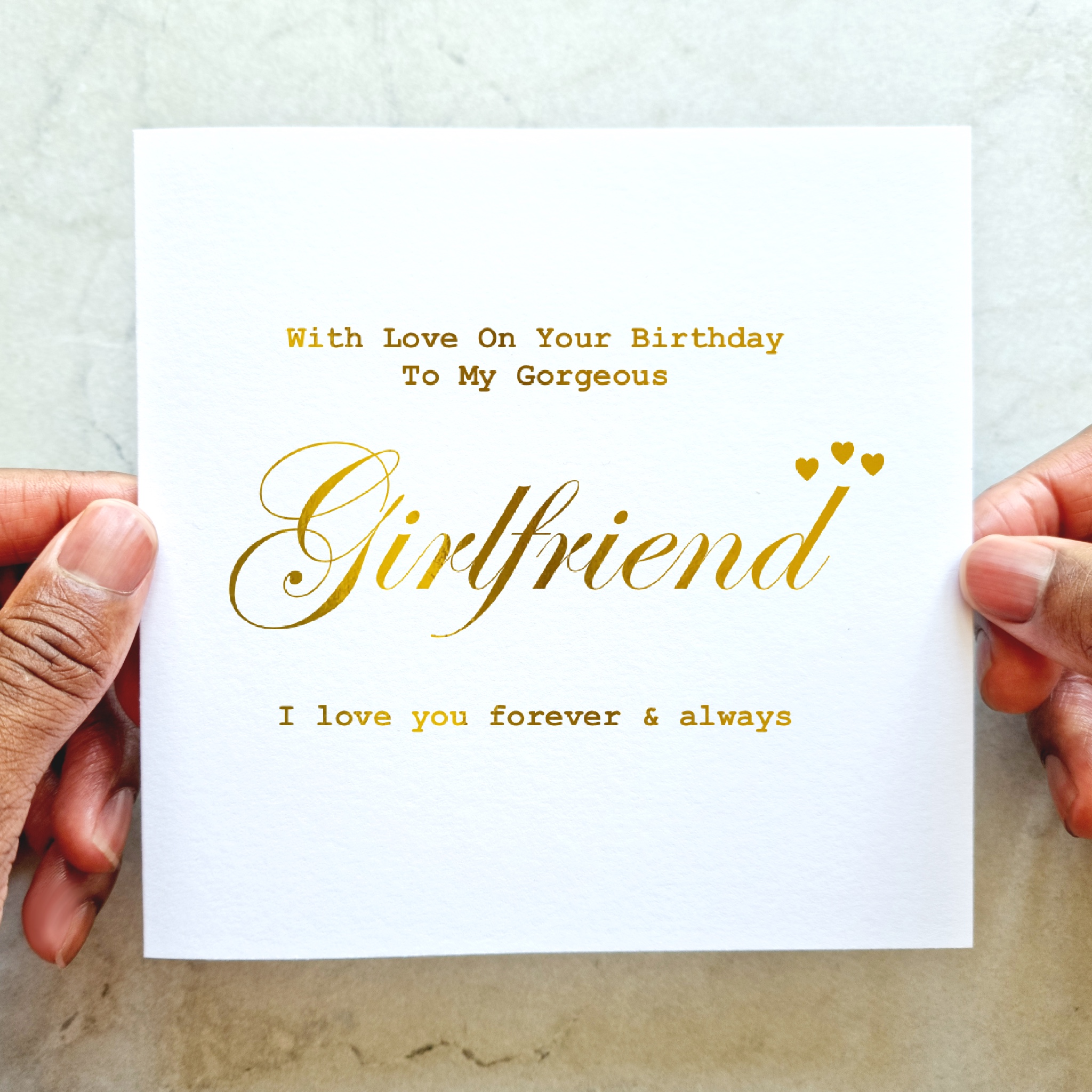 Girlfriend Birthday Card - Gold Foil