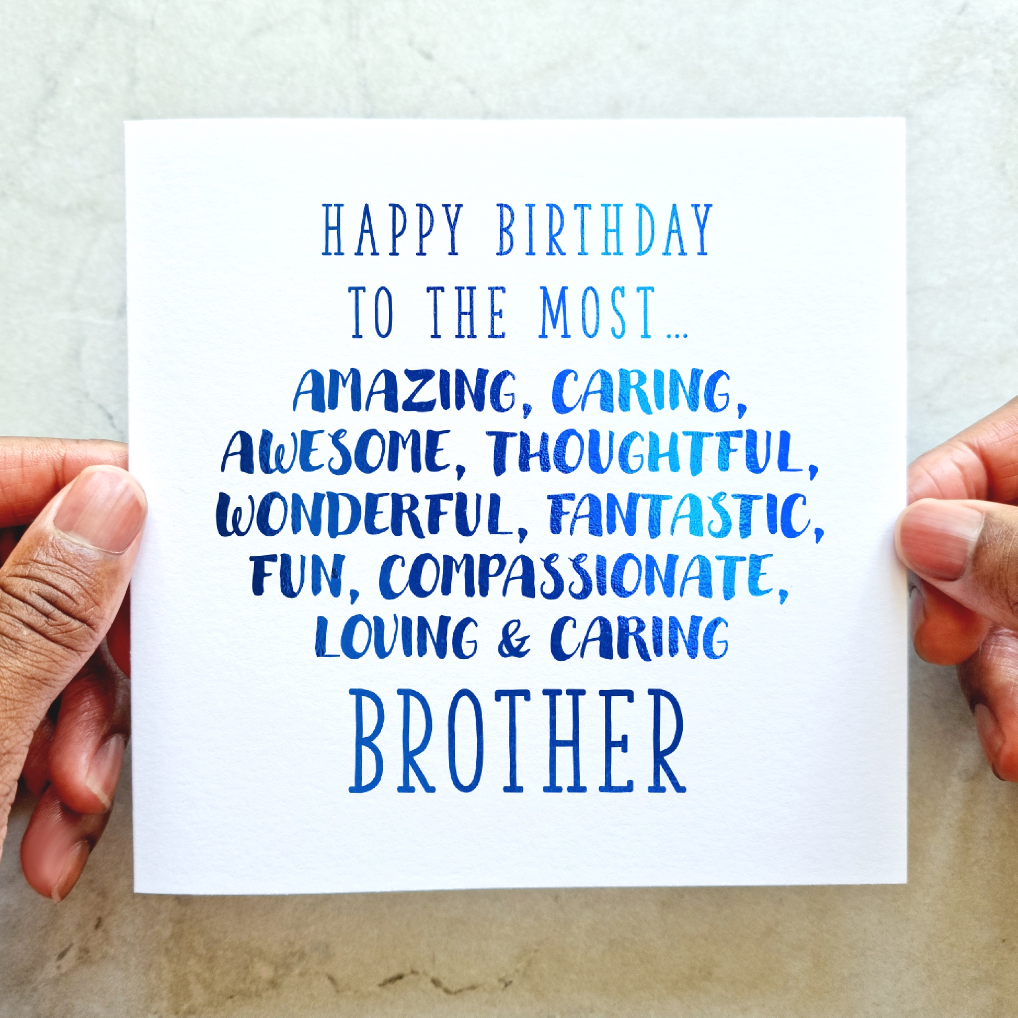 Brother Birthday Card - Compliments - Blue Foil