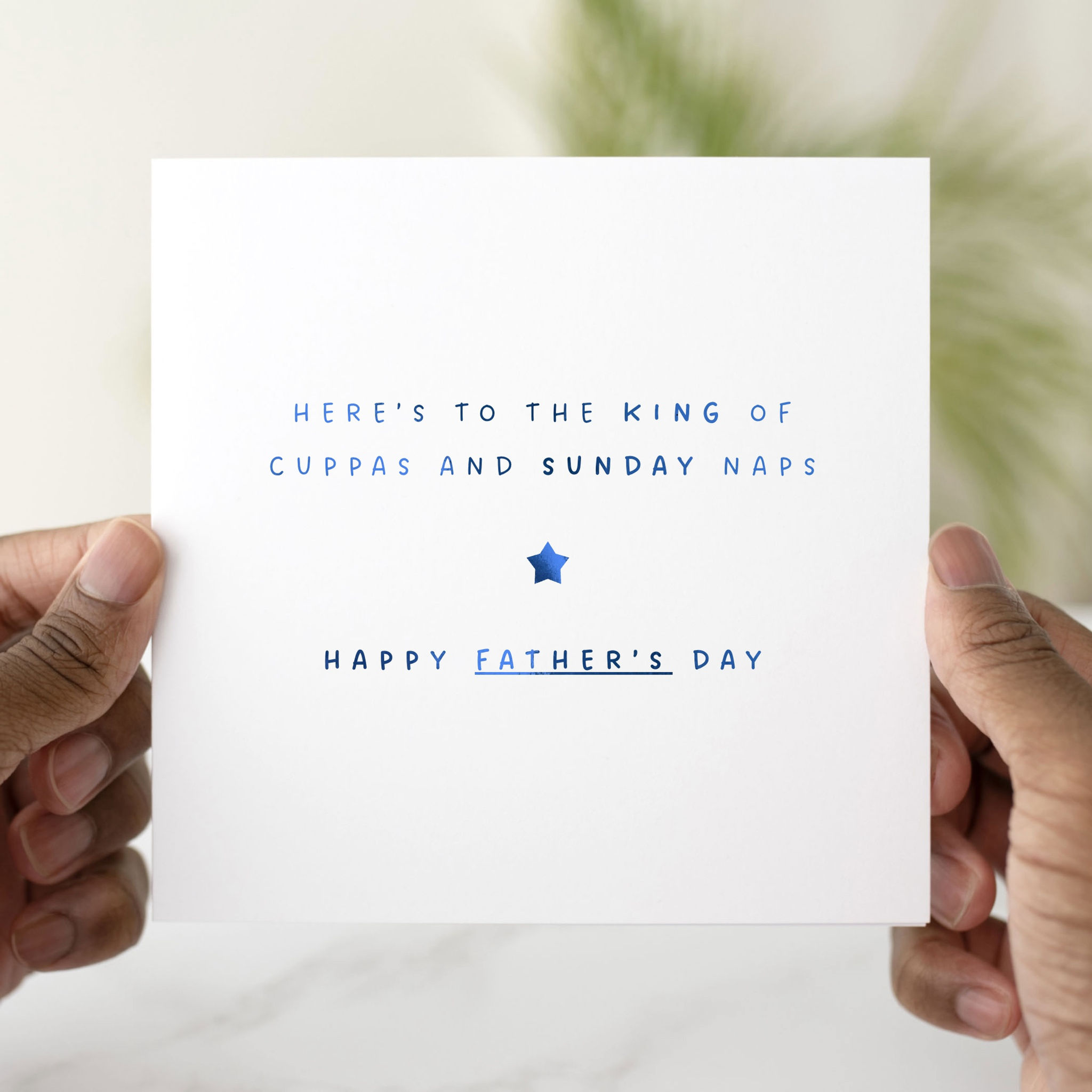 Father's Day Card - King of Cuppas - Blue Foil