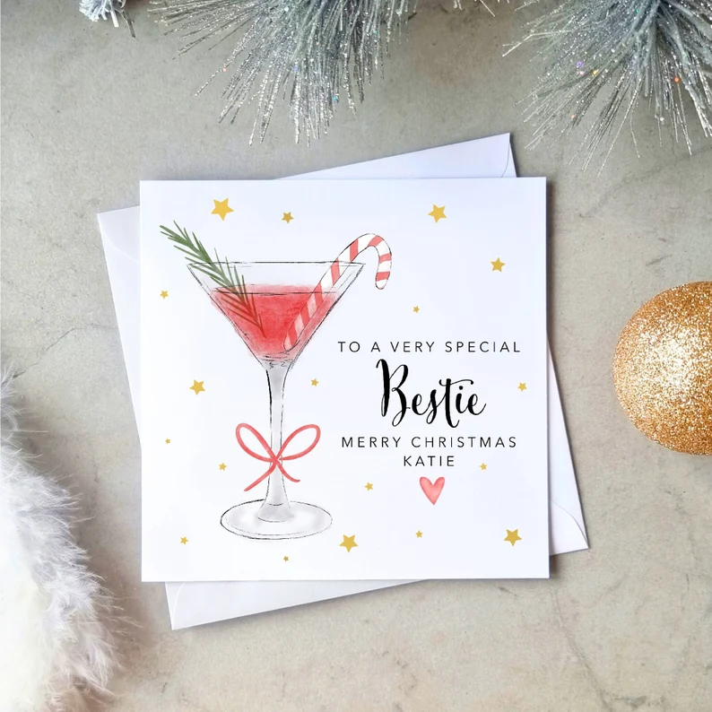 Personalised Bestie Christmas Card - Cocktail