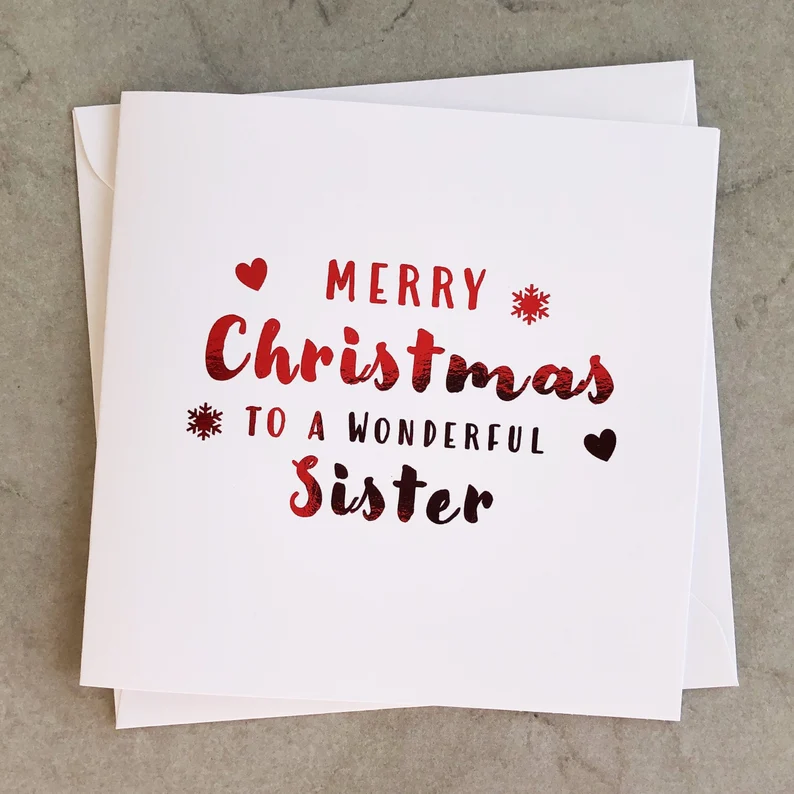 Sister Christmas Card - Red Foil