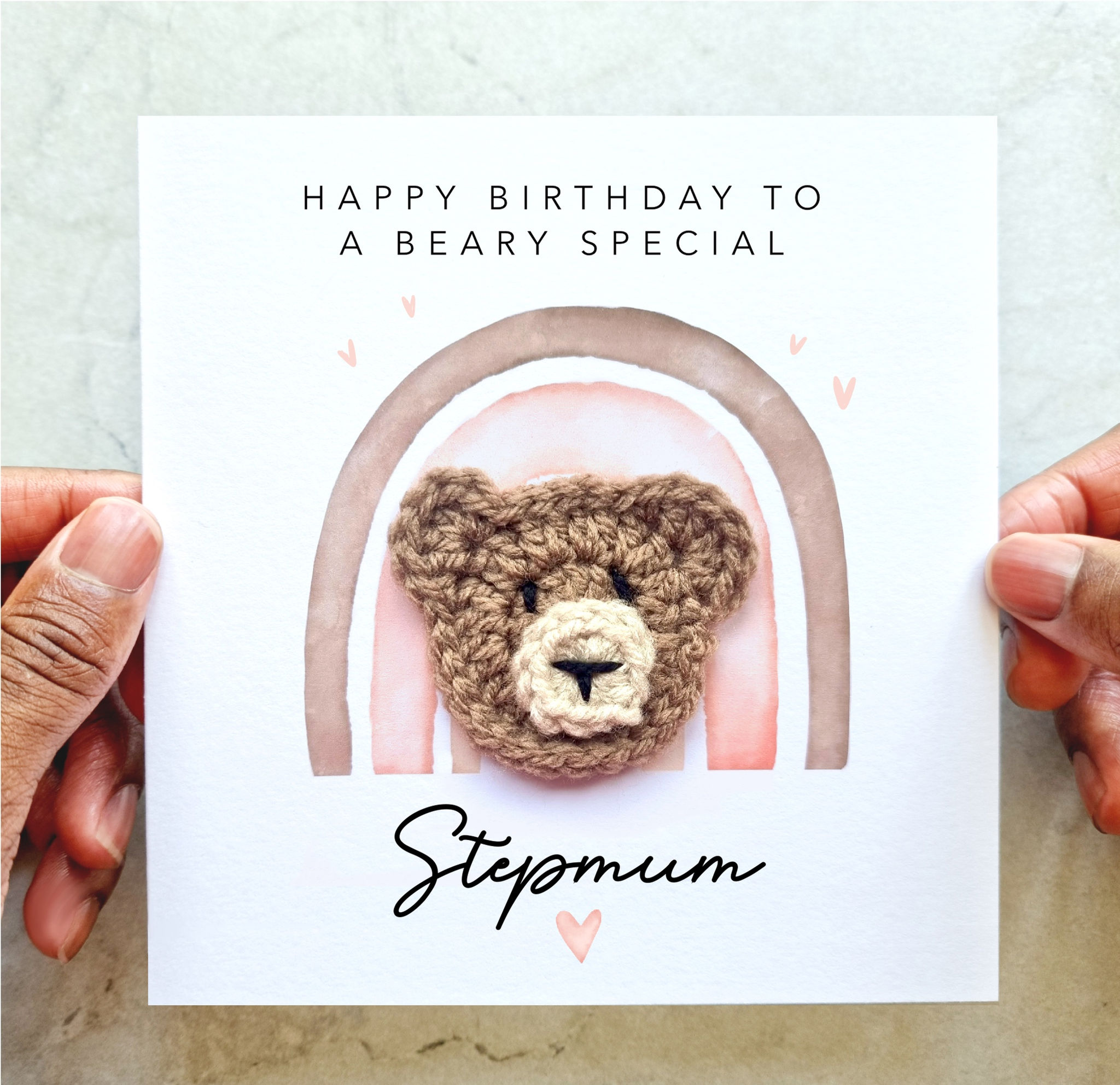Stepmum Birthday Card - Crochet Bear