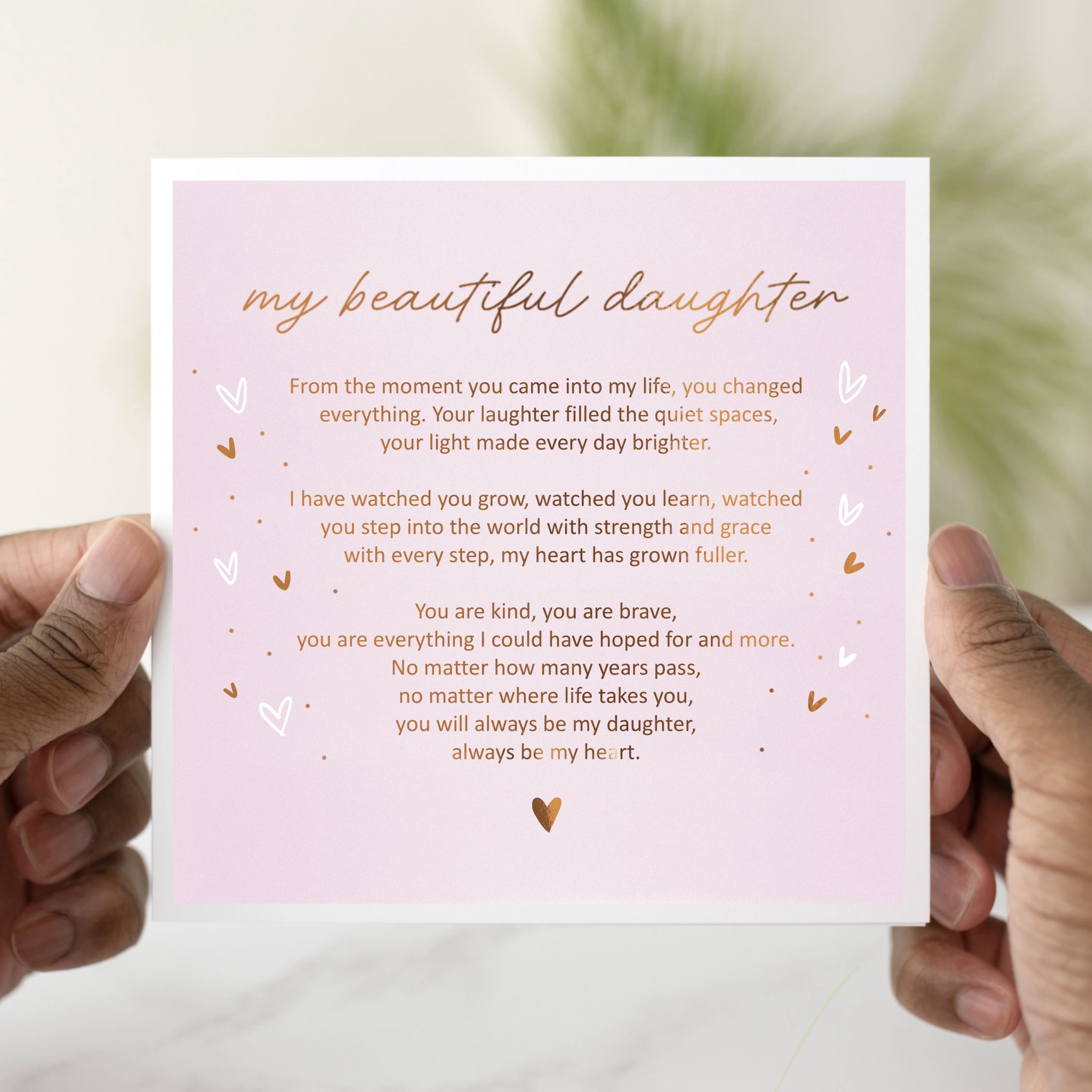 Beautiful Daughter Birthday Card - Rose Gold Foil